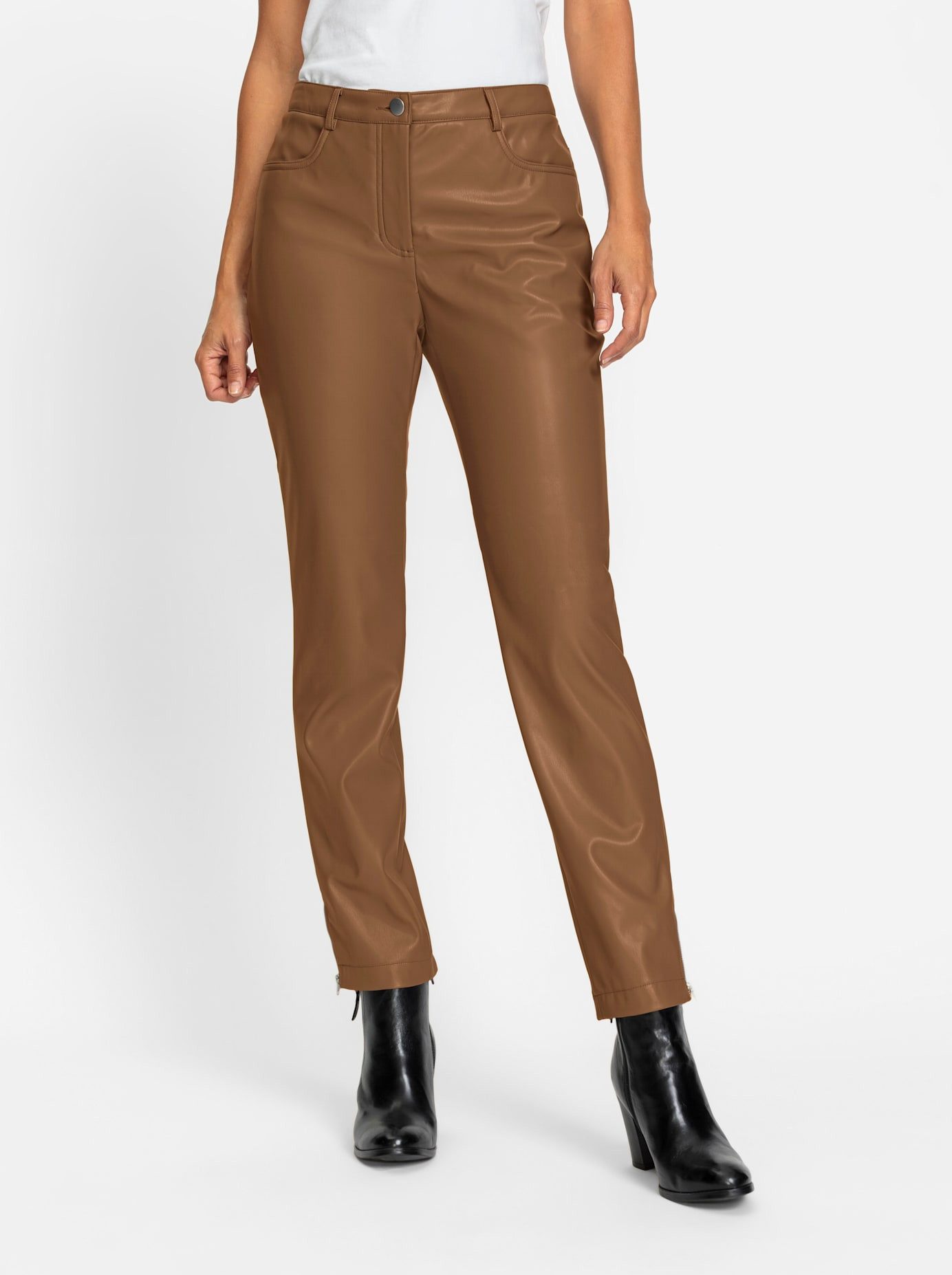 Classic Inspirationen Imitatieleren broek dames imitatieleren broeken maat 24 bruin
