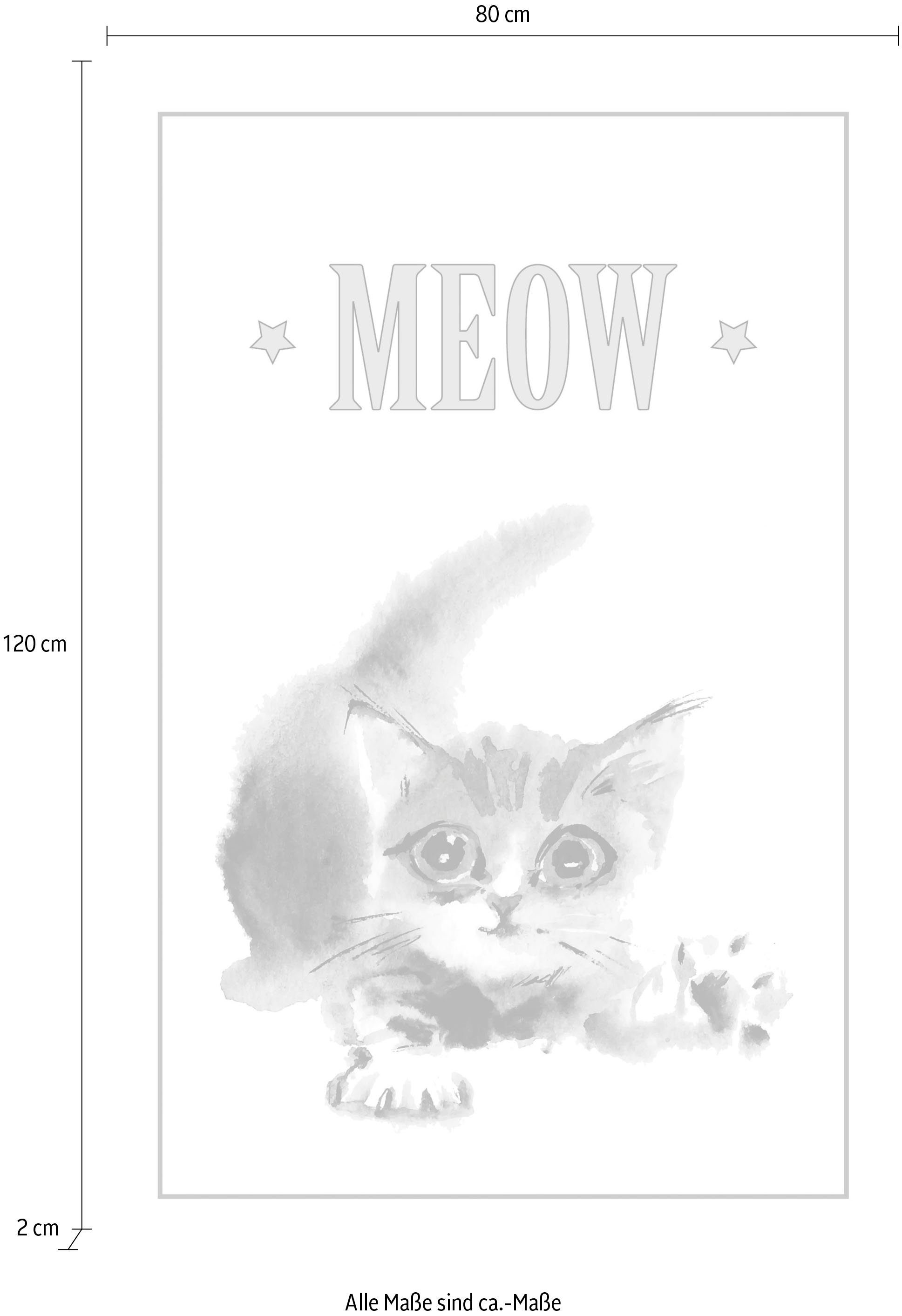 queence Artprint op linnen Kat MEOW Premium canvasstof, handgemaakt in Duitsland