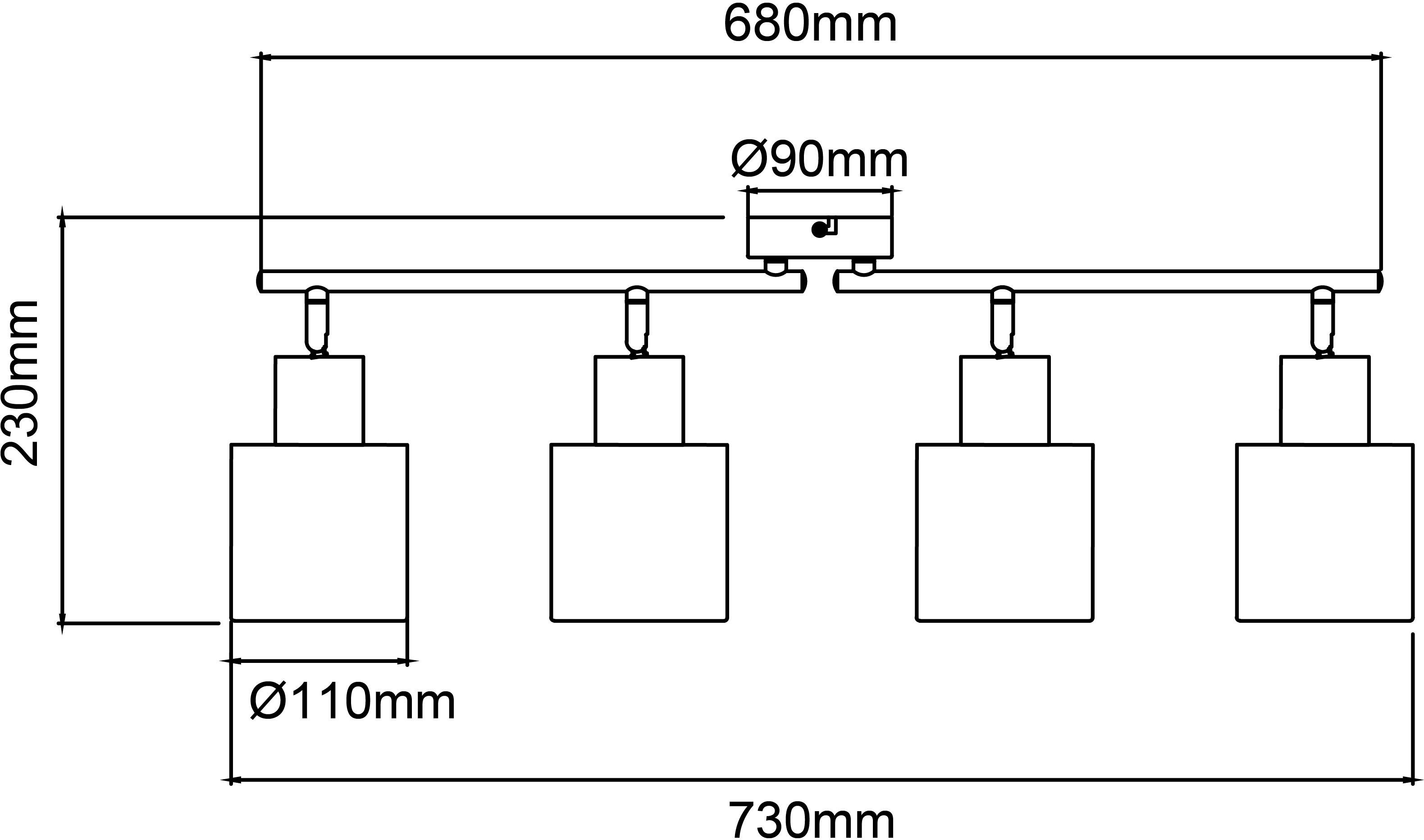 Brilliant Leuchten Plafondspot Weald Plafondspot met rookkleurige glazen kappen - 4 x E27 max. 40 W (1 stuk)