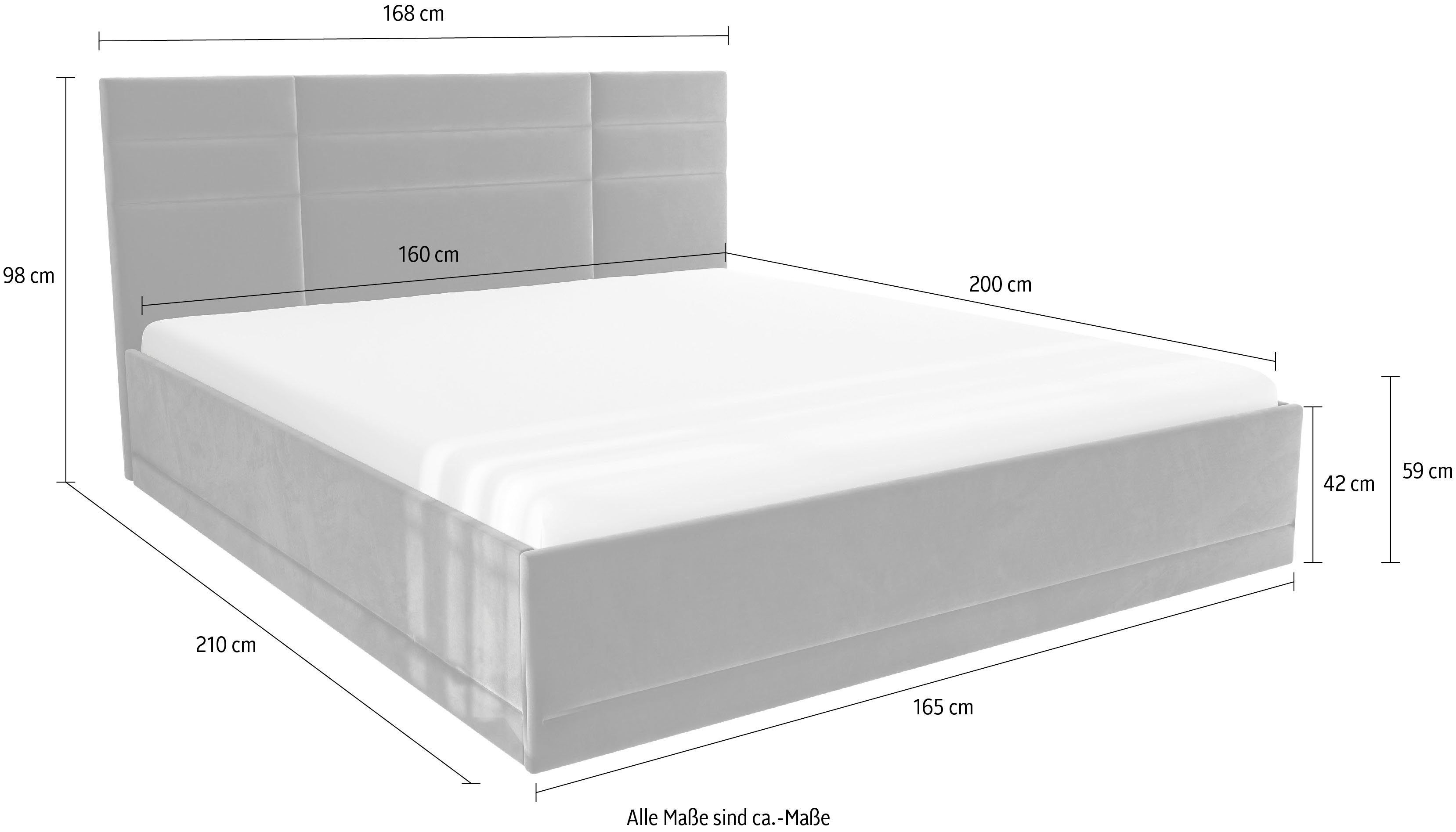 Westfalia Polsterbetten Gestoffeerd bed Praag keuze uit 3 matrastypes, met of zonder bedlade