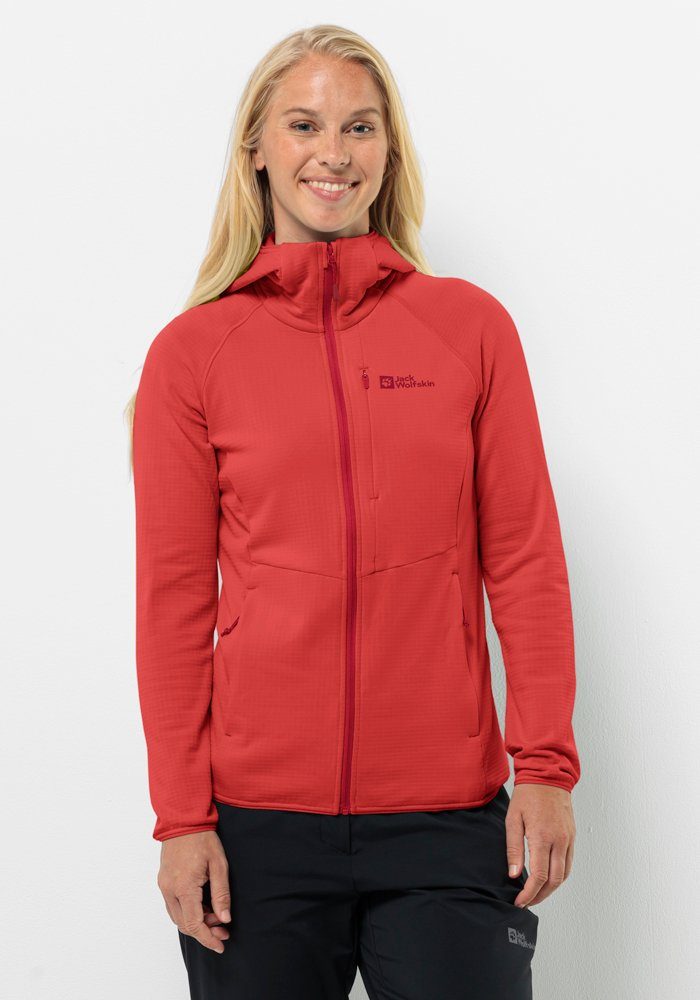Jack Wolfskin Kolbenberg Hooded FZ Women Fleece jack Dames XXL vibrant red Vibrant Red