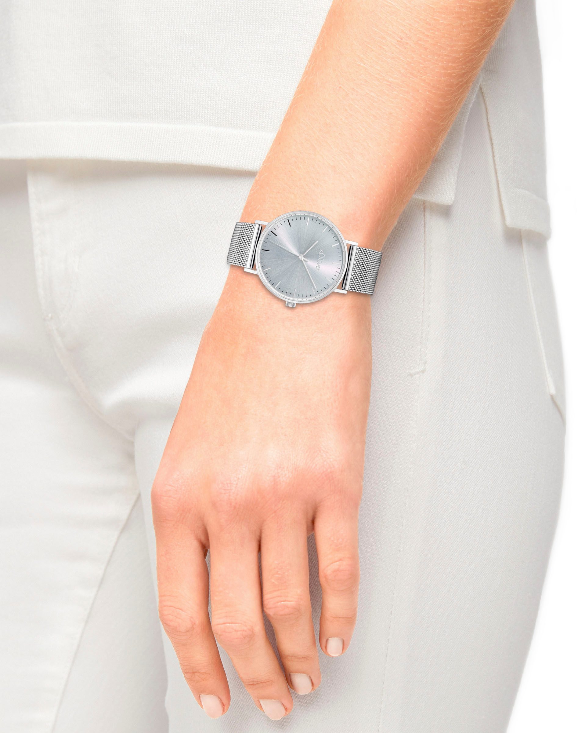 s.Oliver Kwartshorloge Horloge, dameshorloge, analoog, stalen armband