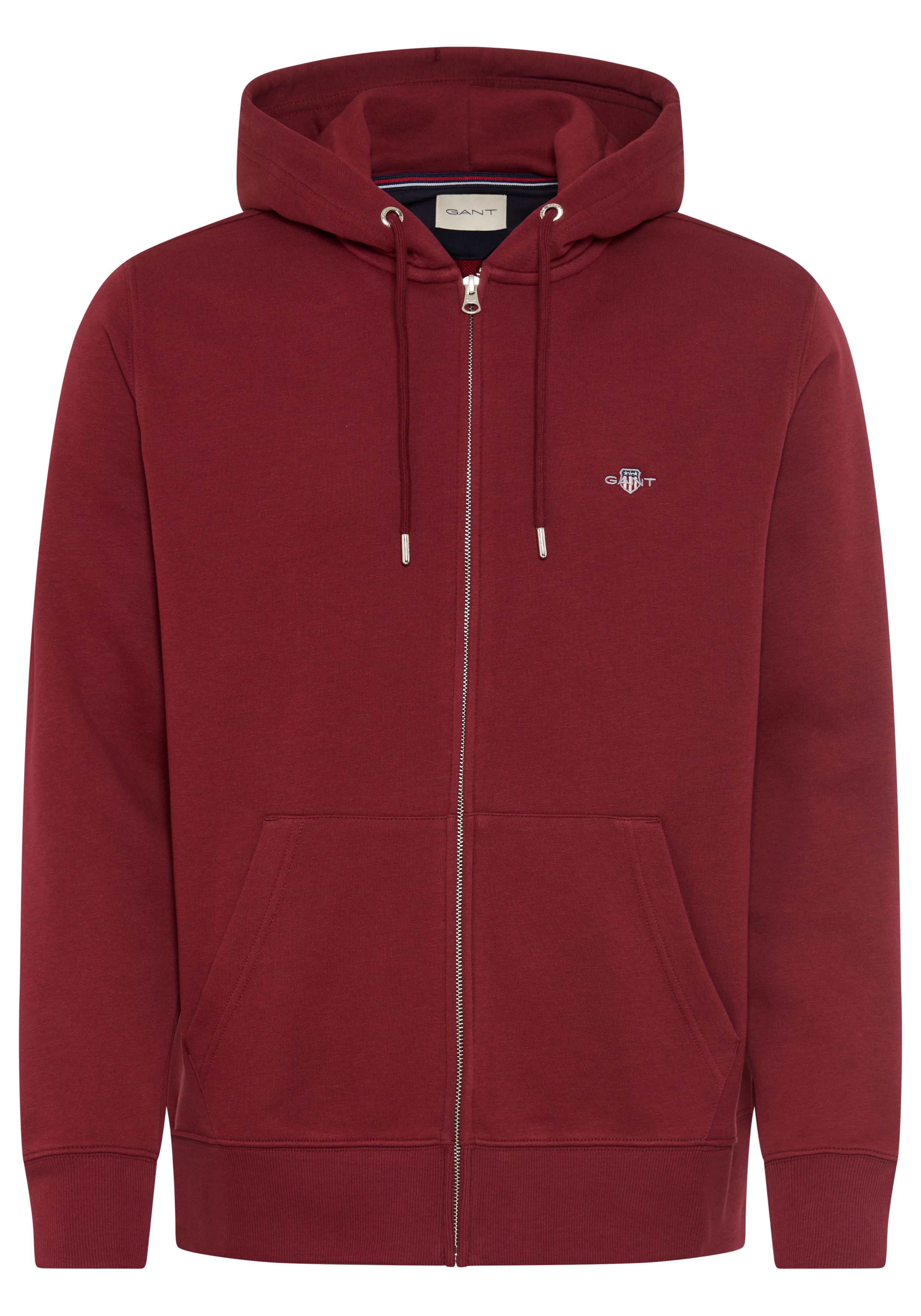 Gant Capuchonsweatvest REG SHIELD FULL ZIP HOODIE met logoborduursel op borsthoogte