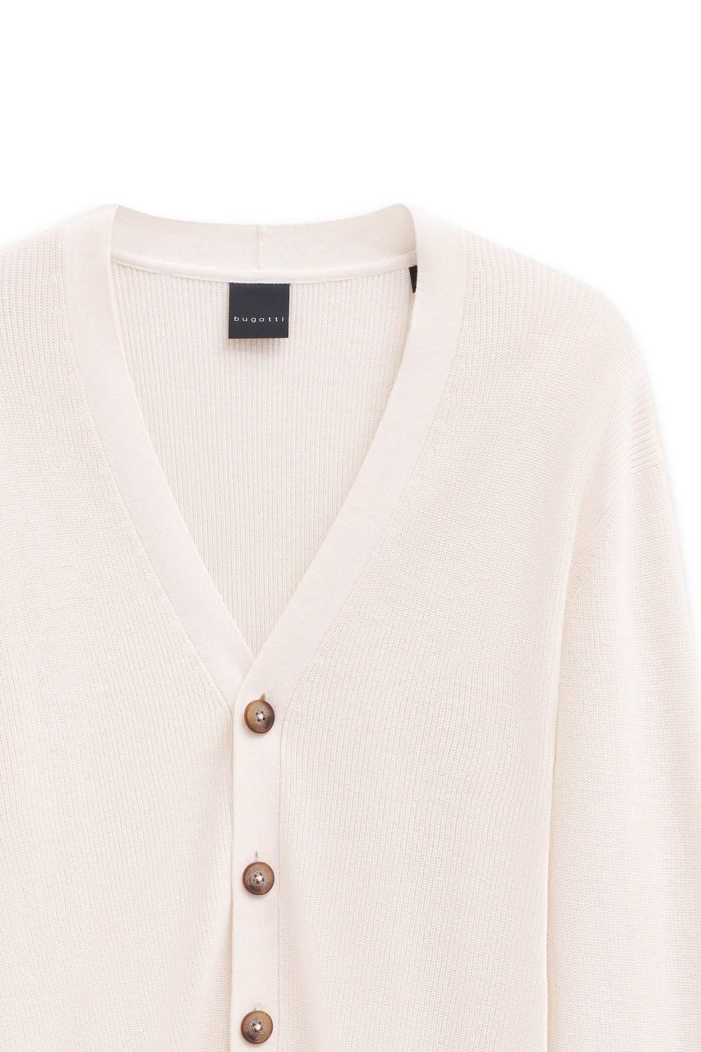 Bugatti Cardigan Regular fit met v-hals en ribstructuur