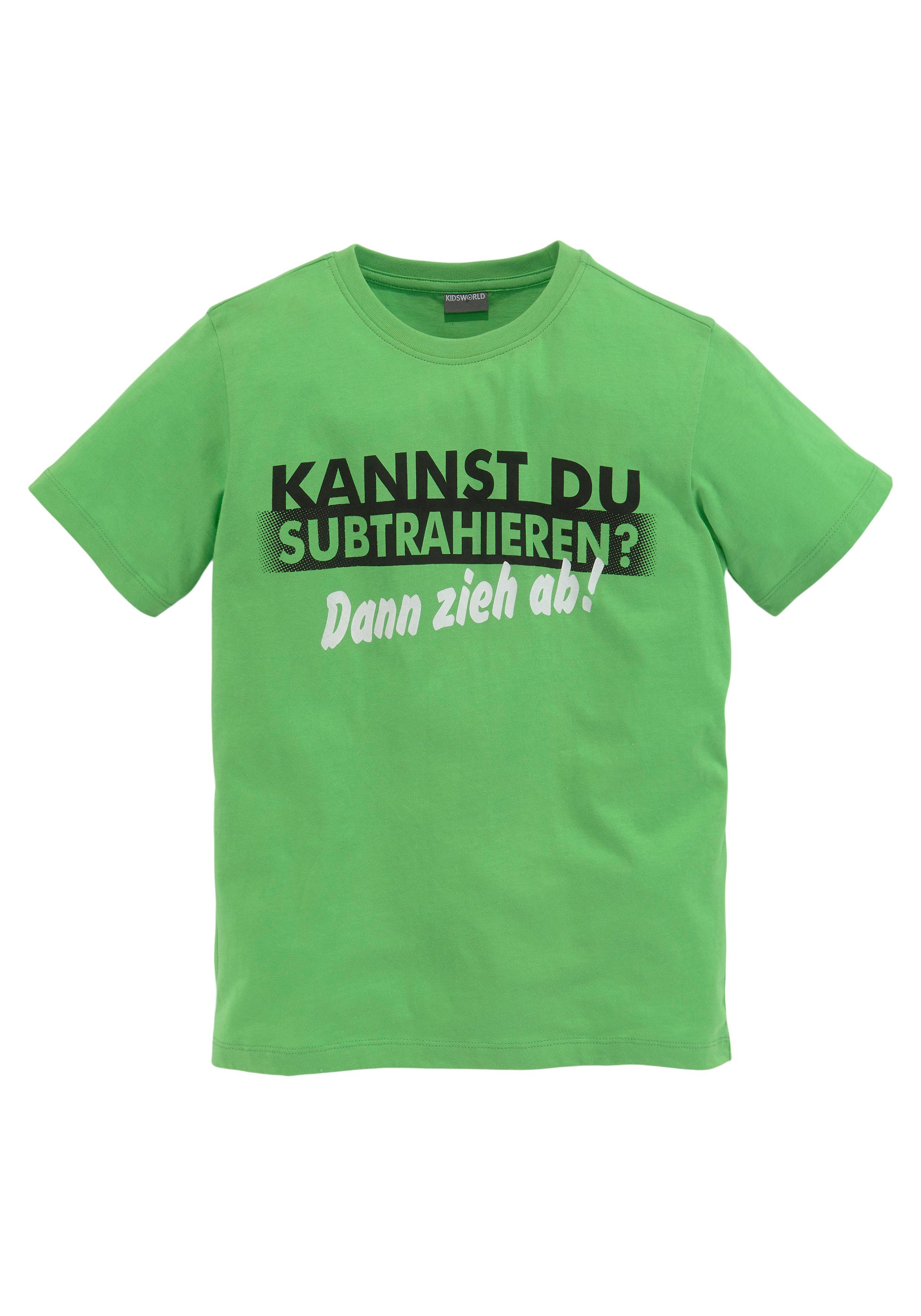 KIDSWORLD T-shirt KANNST DU SUBTRAHIEREN? Korte mouwen, met trendy print, diepe ronde hals, van katoen