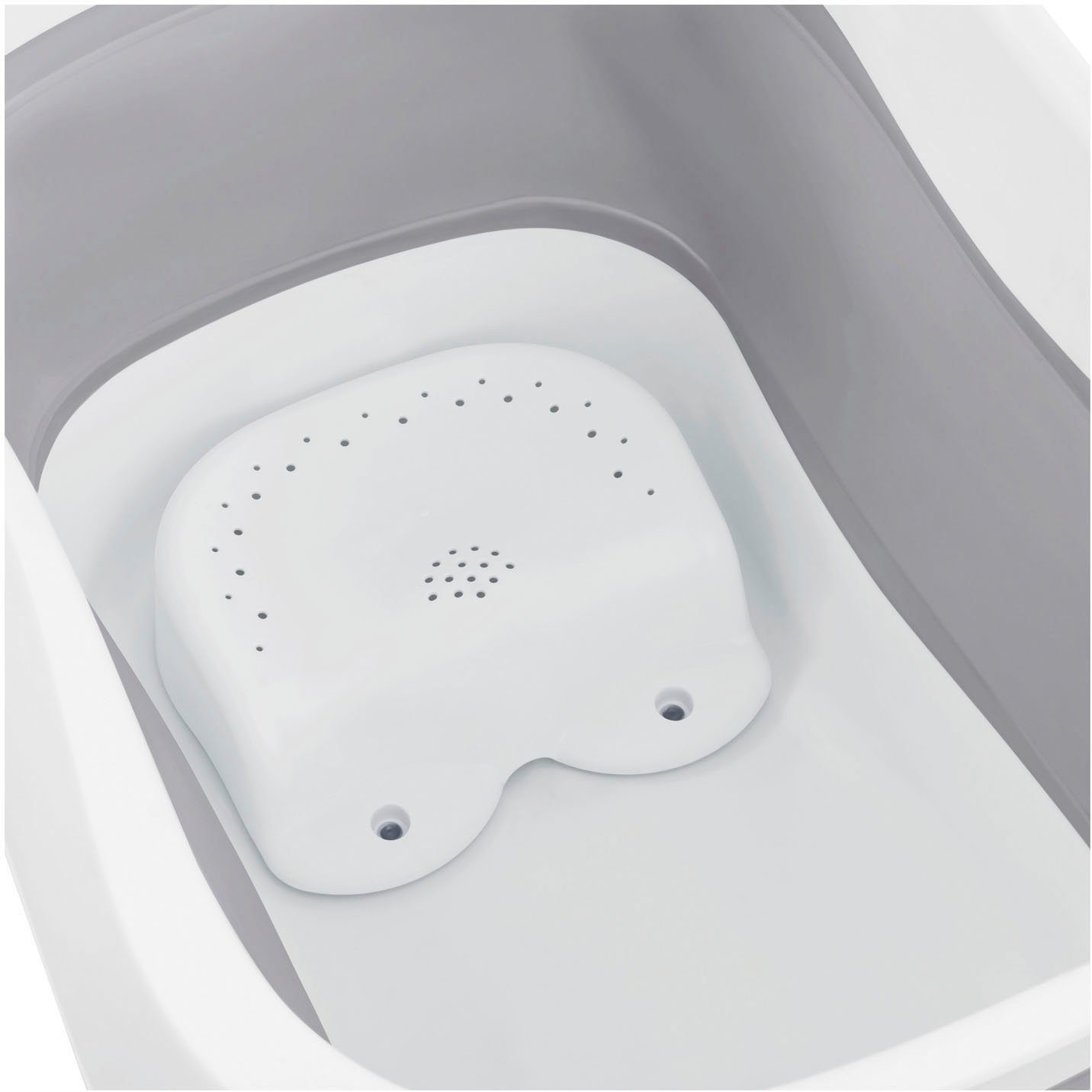 Hauck Babybadje Wash N Fold L, White/Stone Vouwbad met watertemperatuurmeting aan de afvoerstop