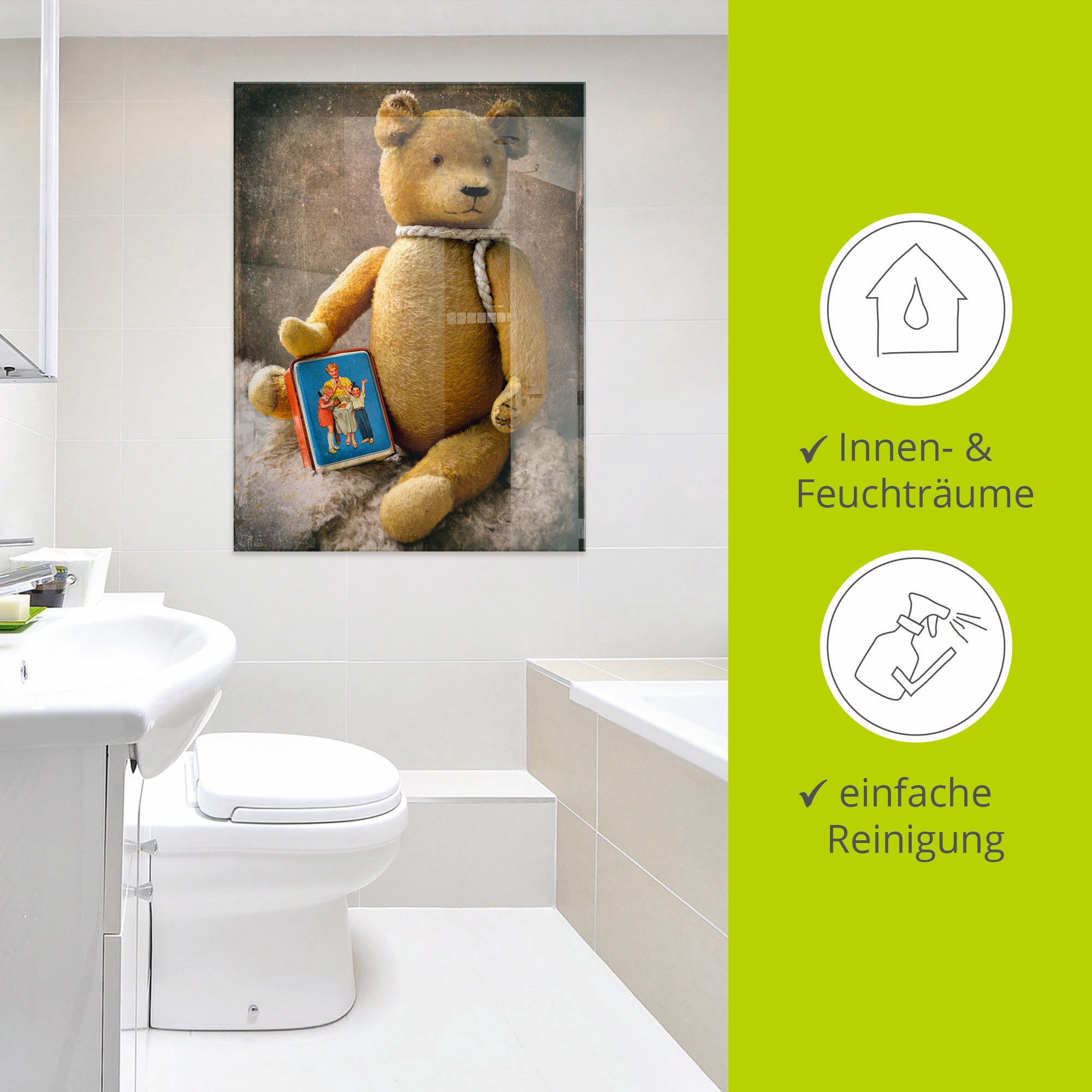 Artland Print op glas Teddybeer met spaarpot
