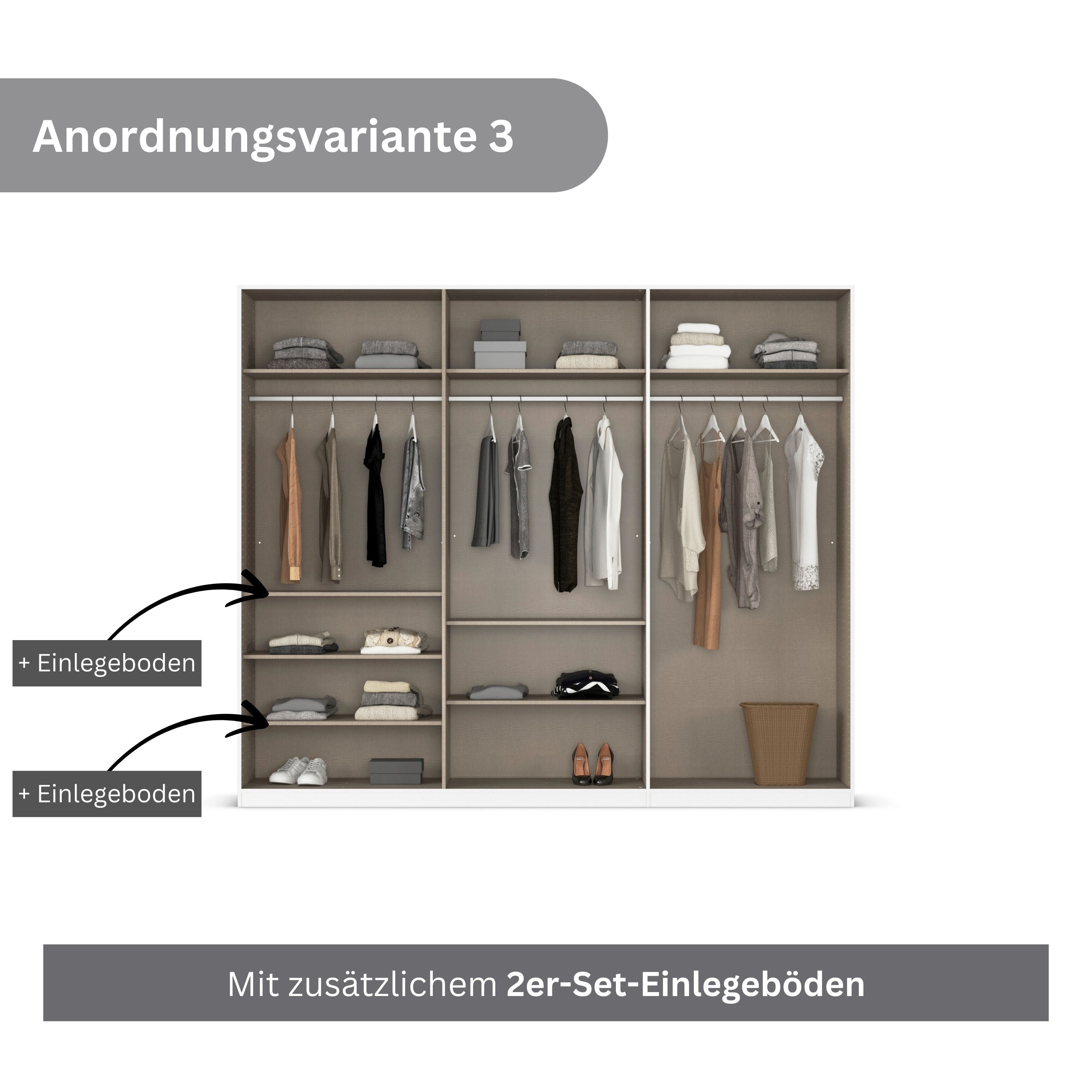 rauch Draaideurkast Kledingkast kast garderobe AGORDO met decor- of hoogglansfront doordachte binnenuitrusting, in 6 breedtes en 2 hoogtes made in germany