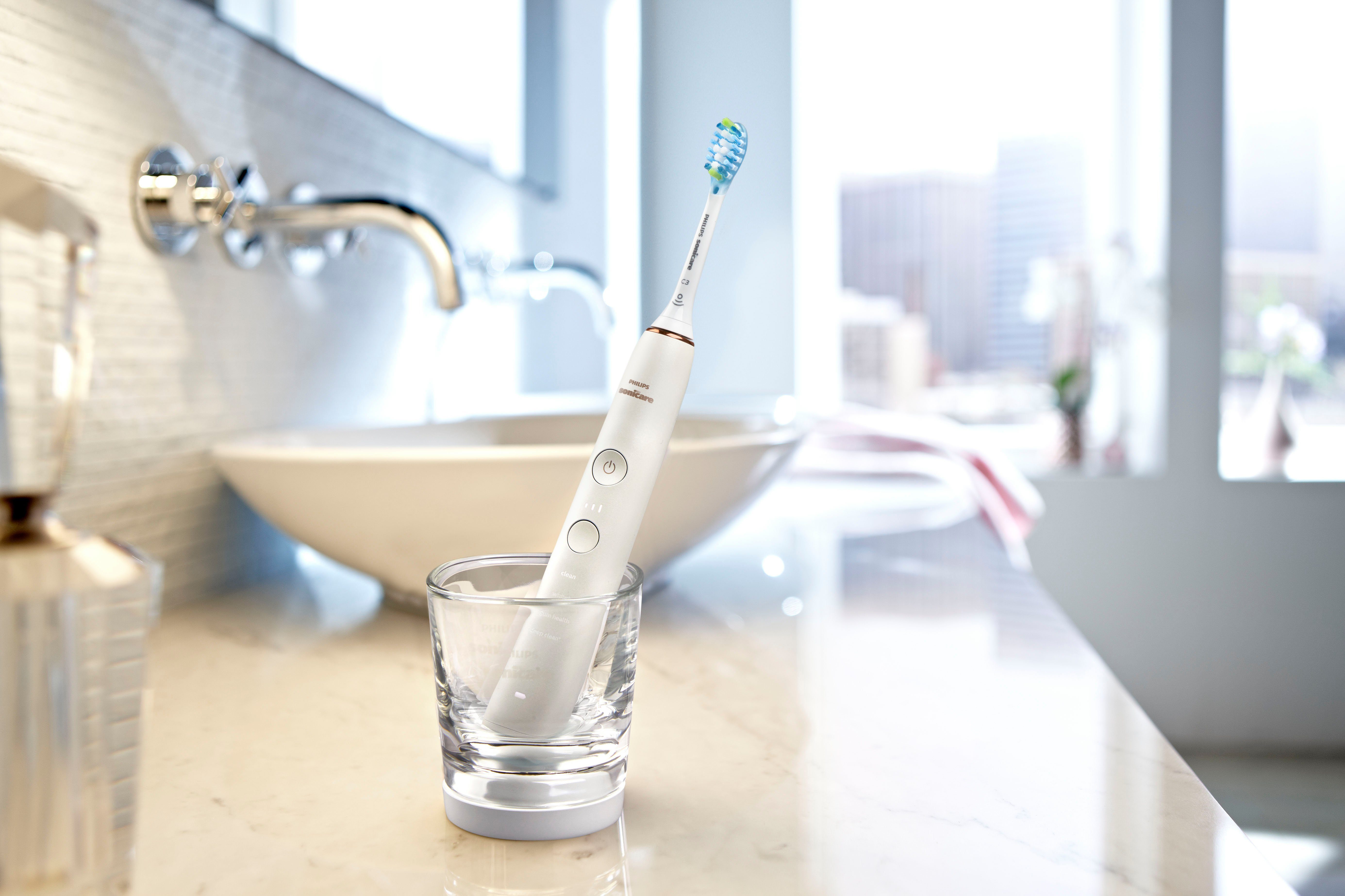 Philips Sonicare Elektrische tandenborstel DiamondClean 9000 HX9914 DiamondClean Premium ultrasone tandenborstel, set van 2 inclusief oplaadglas