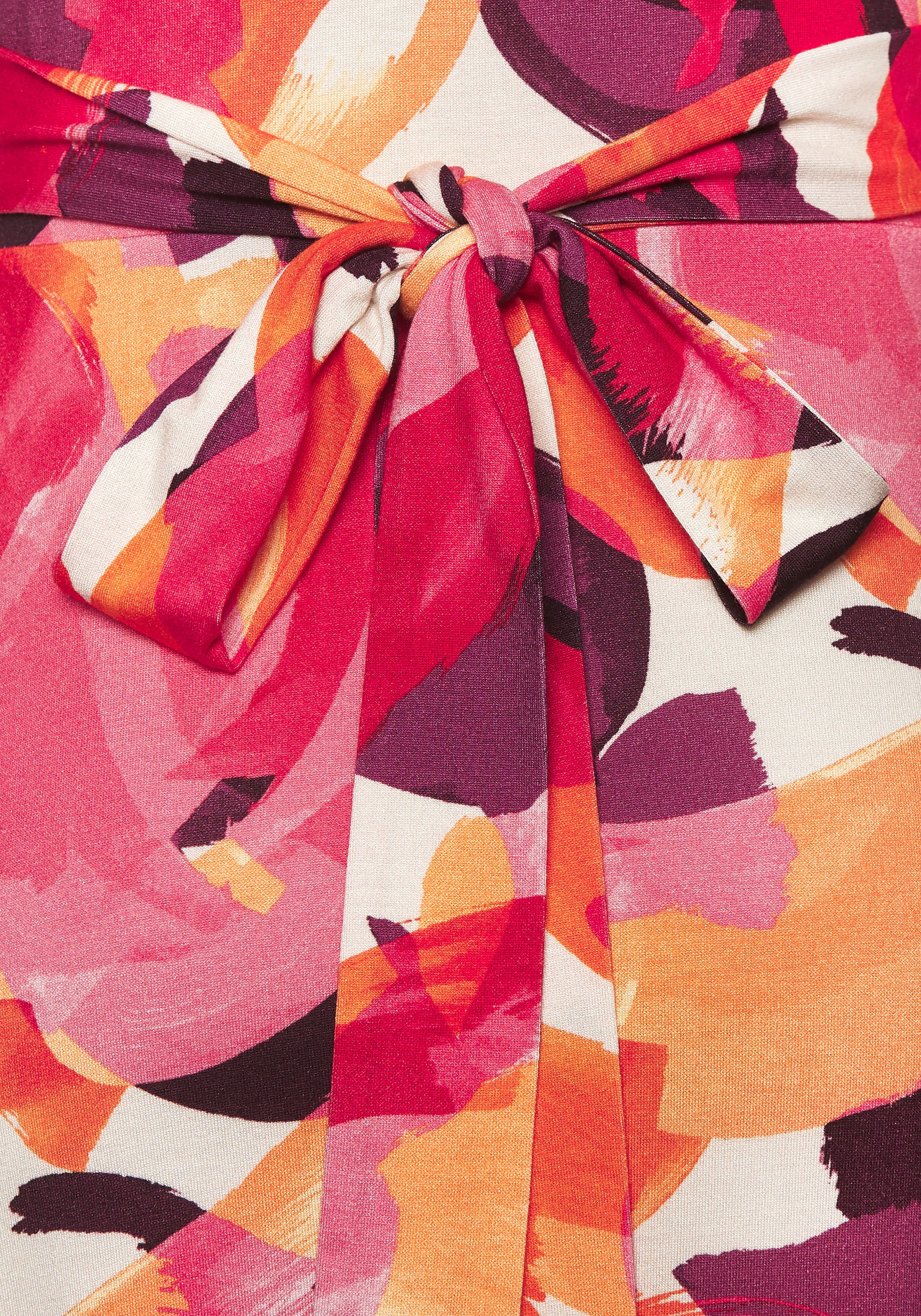 Vivance Midi-jurk met alloverprint luchtige zomerjurk in wikkellook strandjurk