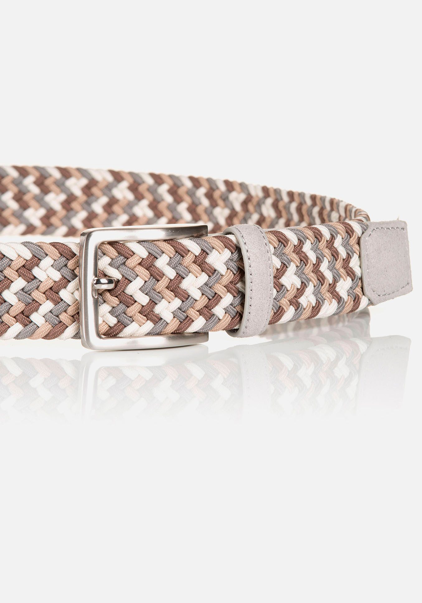 MONTI Leren riem 3,5 cm breed, elastisch gevlochten riem, met suede