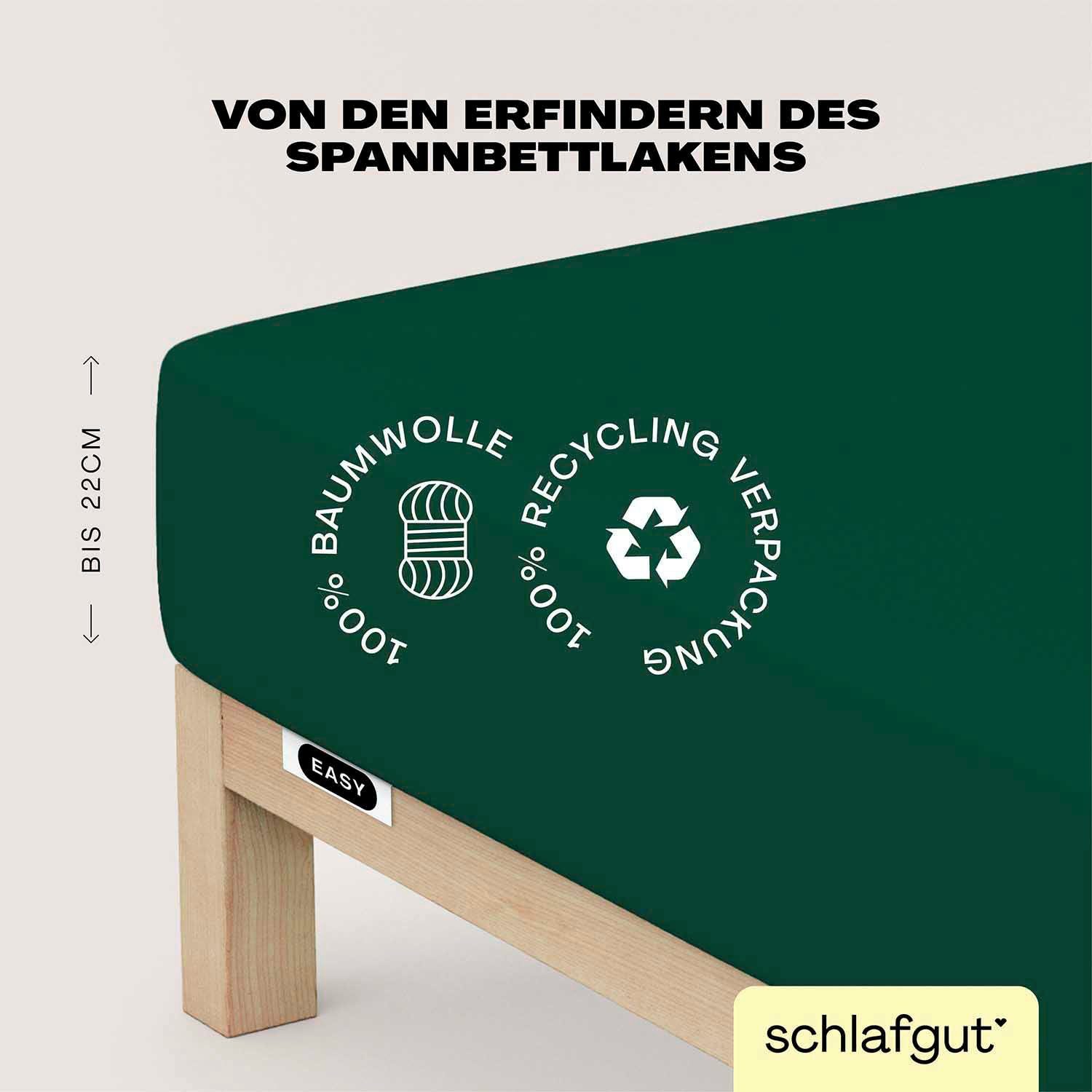 Schlafgut Hoeslaken EASY van 100% katoen, zacht & absorberend, merk-beddengoed voor matrassen tot 22 cm hoogte, in 90x200, 140x200 of 180x200 cm (1