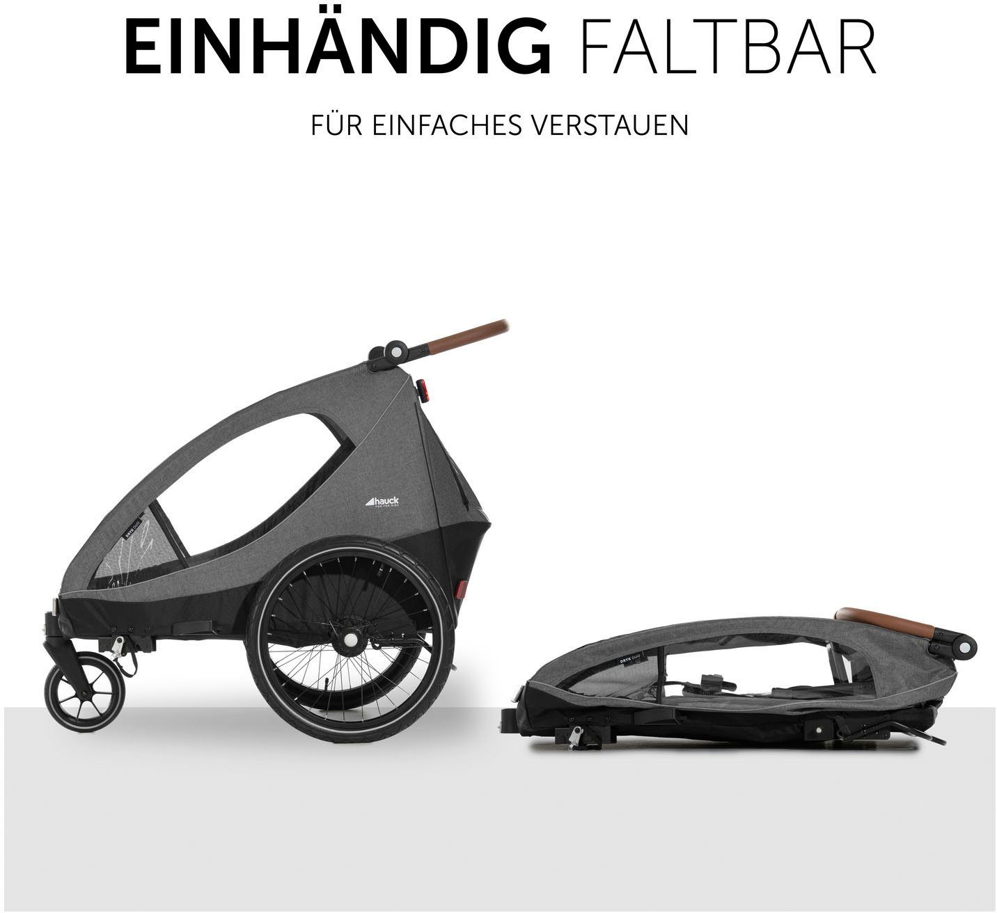 Hauck Kinderen fiets aanhanger 2in1 Bike Trailer und Buggy Dryk Duo, melange grey