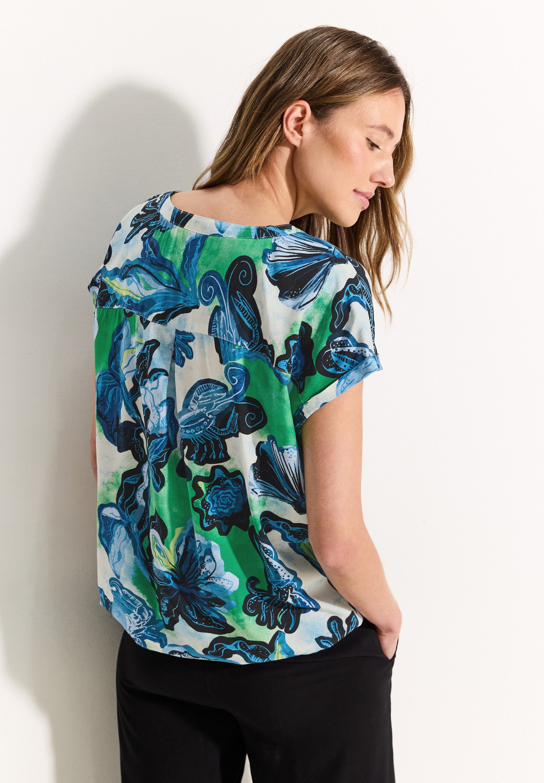 Cecil Blouse met korte mouwen van pure viscose