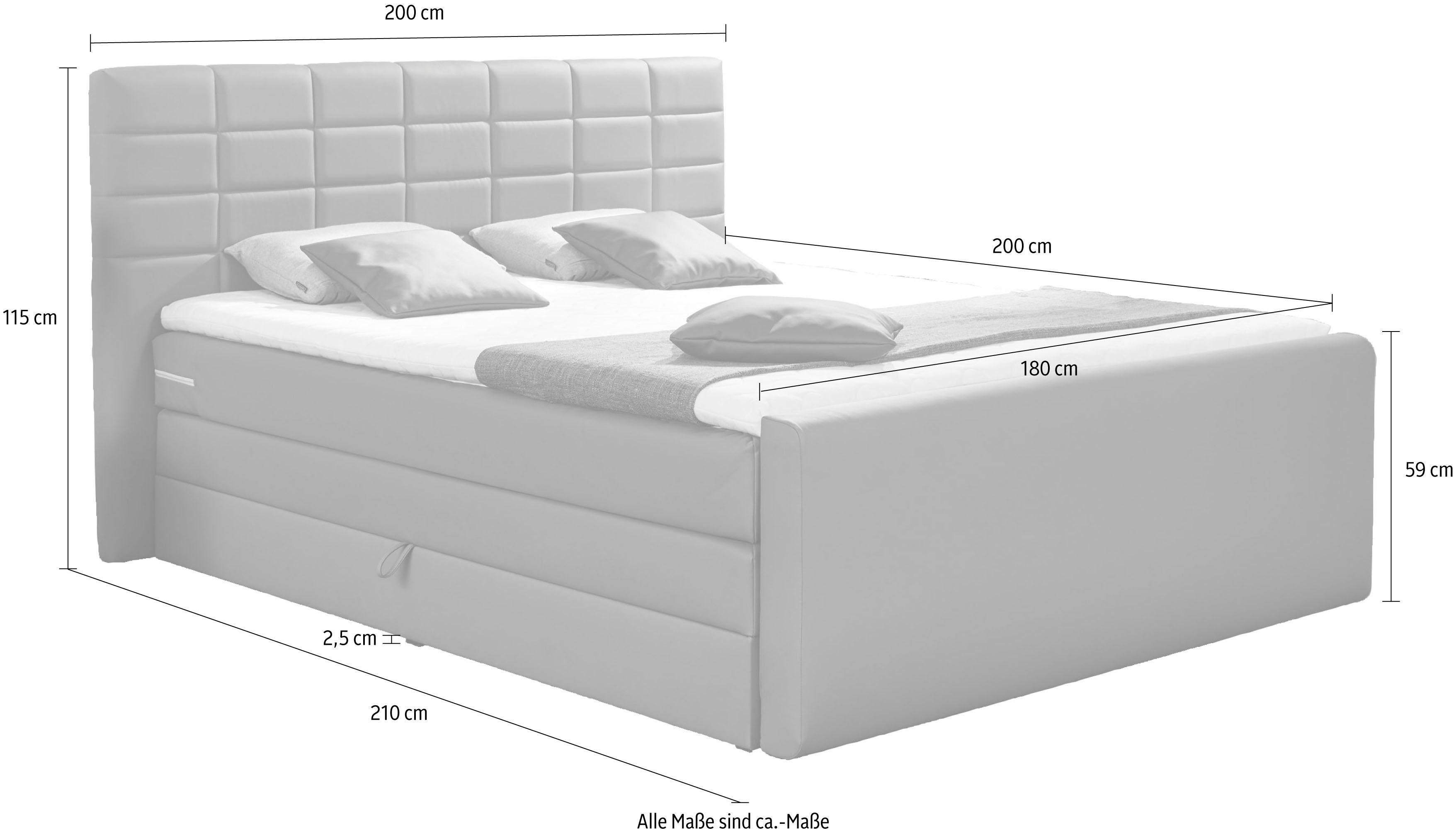 INOSIGN Boxspring Lethbridge incl. bedbox en matrastopper, twee matrastypes in h2