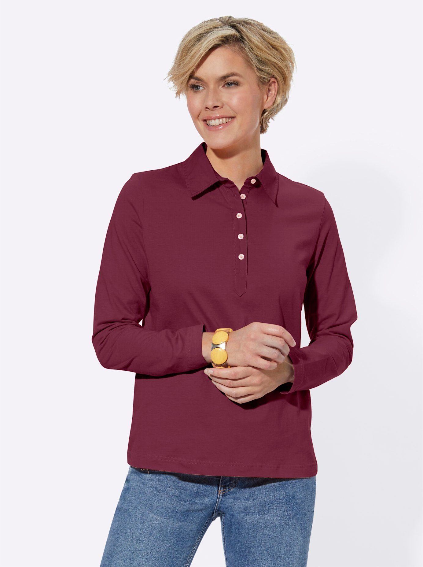 Casual Looks Poloshirt met lange mouwen Poloshirt (1-delig)
