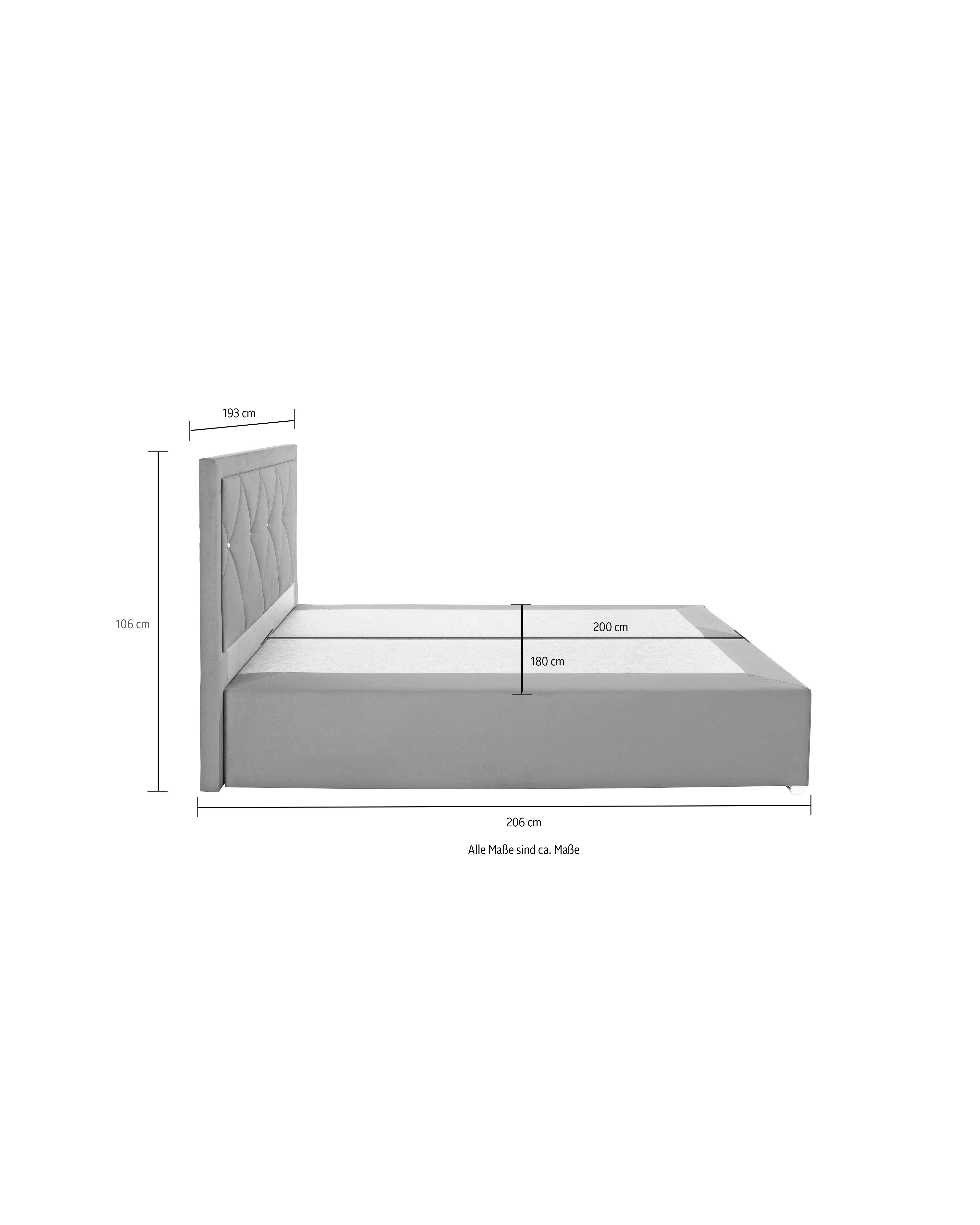 Leonique Boxspring Alfie, bestseller, optioneel met bedlade met strassteentjes in het hoofdbord, h2, h3 en h4 ter keuze