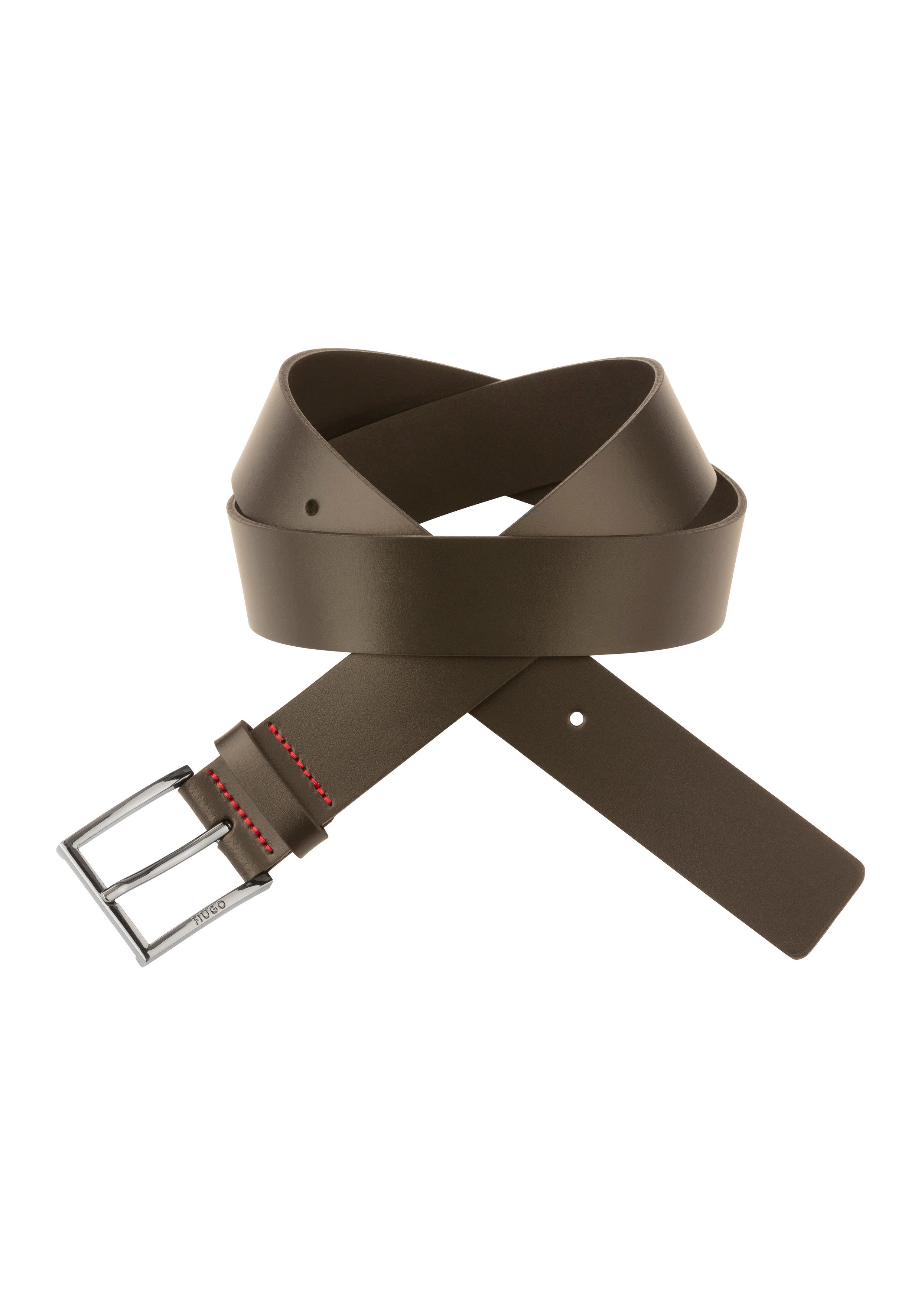 HUGO Leren riem Geek_Sz35 met contrasterende naden en subtiele metalen sluiting