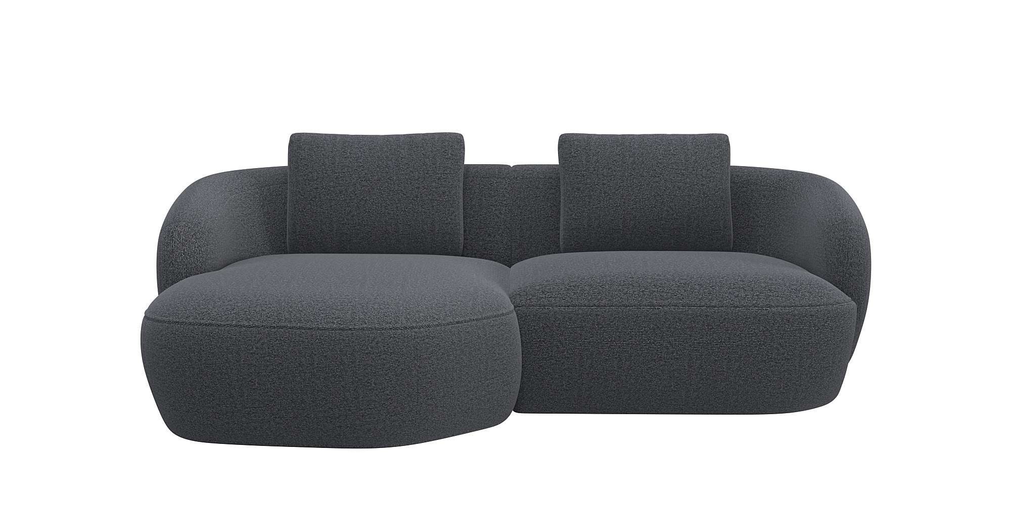 FLEXLUX Zithoek Torino, rond, L-vorm, bankhoek met recamière, longchair-sofa zwart, zithoeken, 217 cm