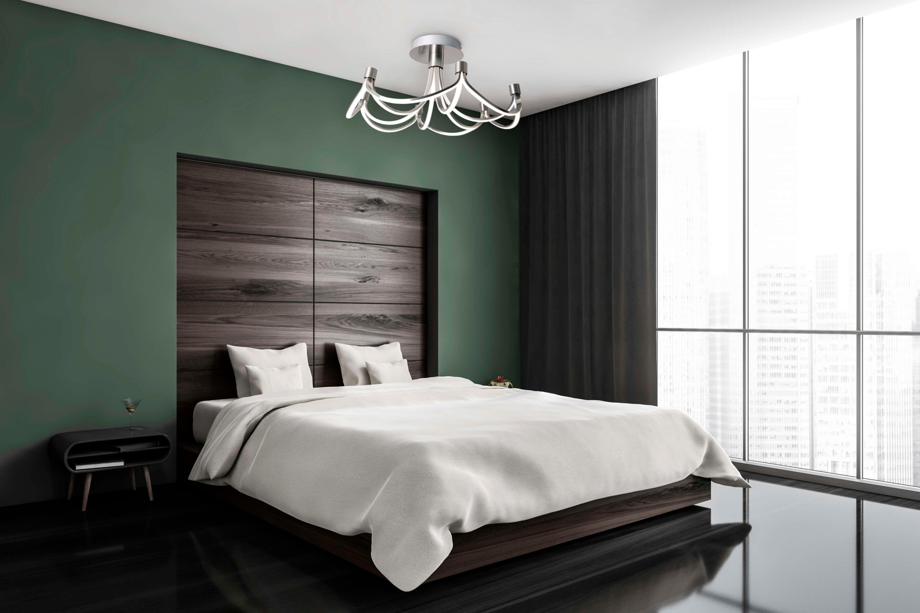 näve Led-plafondlamp Festos Kroon, in 3 stappen dimbaar, nikkel-mat, warmwitte LED, D: 60cm (1 stuk)