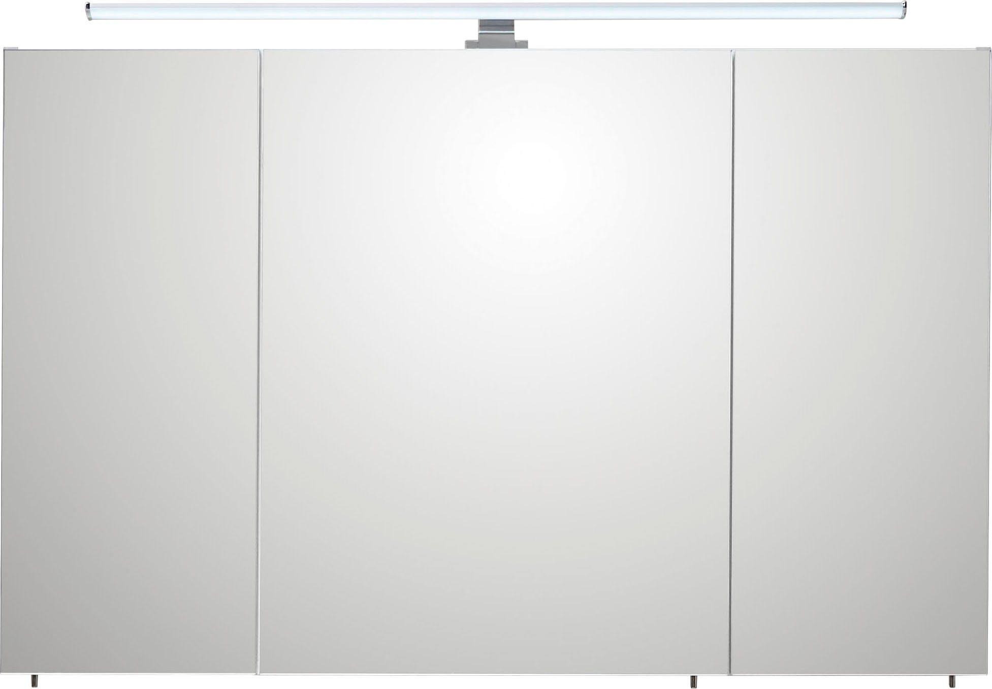 Saphir Spiegelkast Quickset badkamerspiegelkast incl. LED bovenverlichting 110 cm breed, incl. deurdempers, 3 spiegeldeuren, met stopcontact