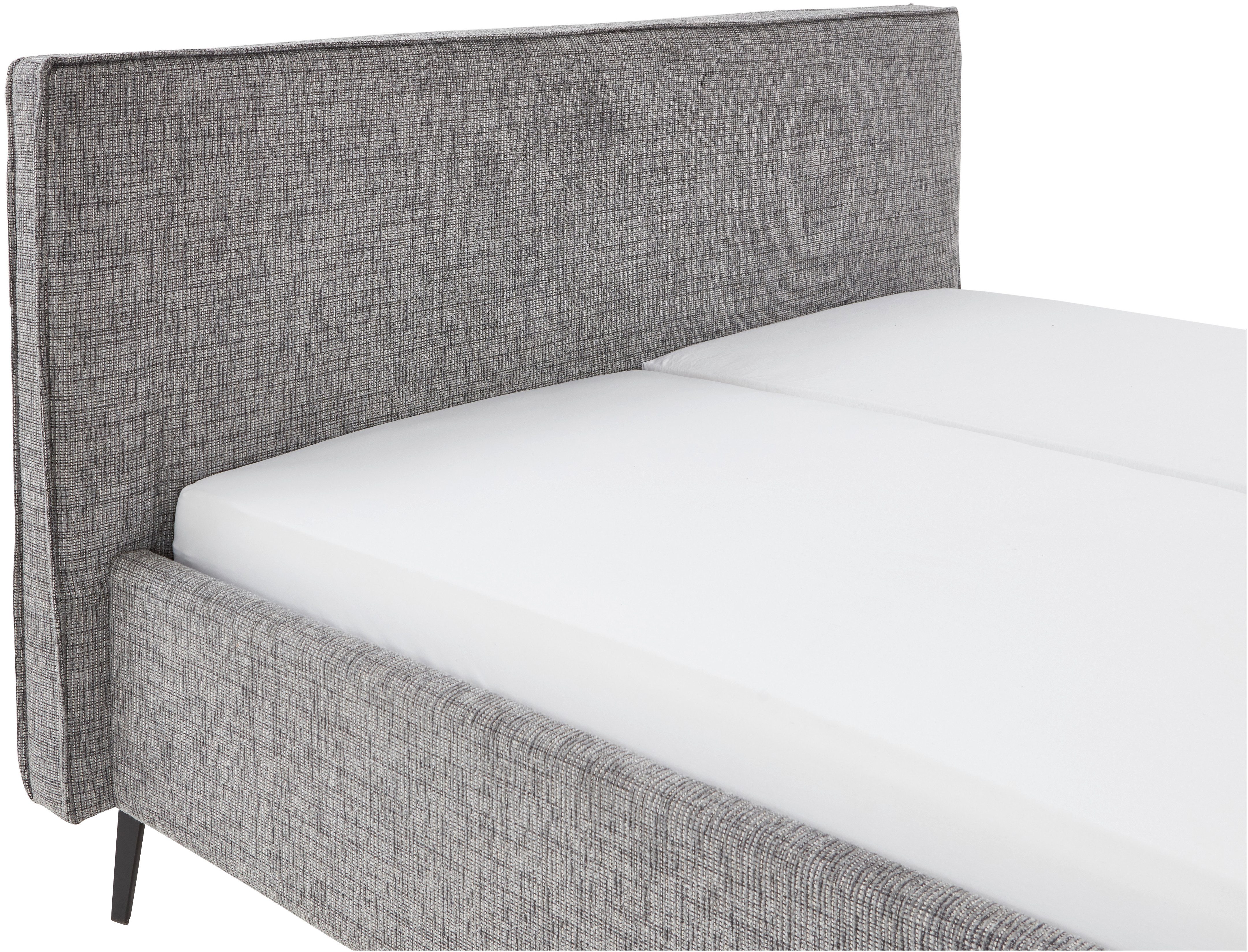meise.möbel Gestoffeerd bed Riva II met zwarte metalen poten, naar keuze met bedkist