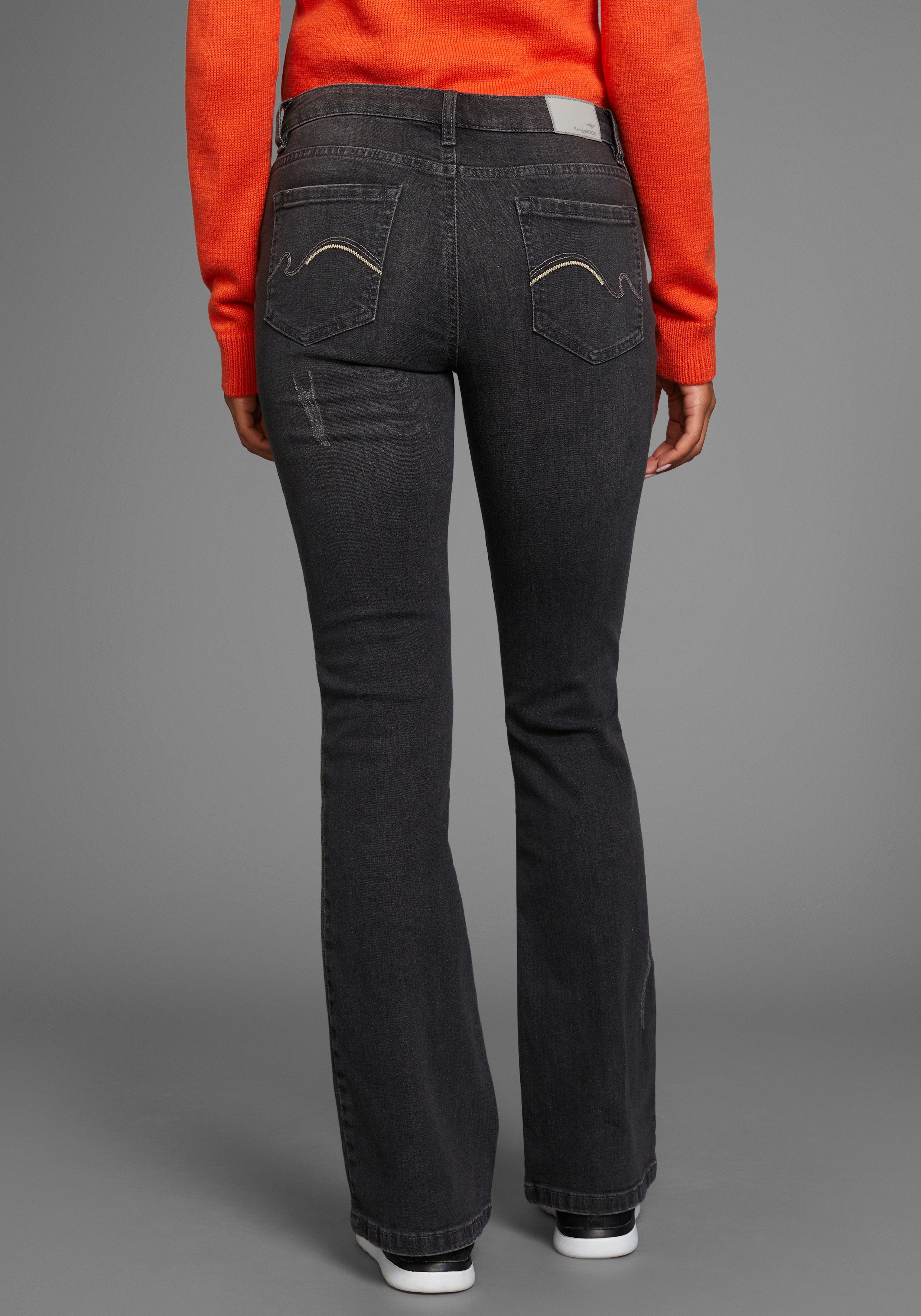 KangaROOS 5-pocket jeans uitlopende pijp used-wassing normale taillehoogte