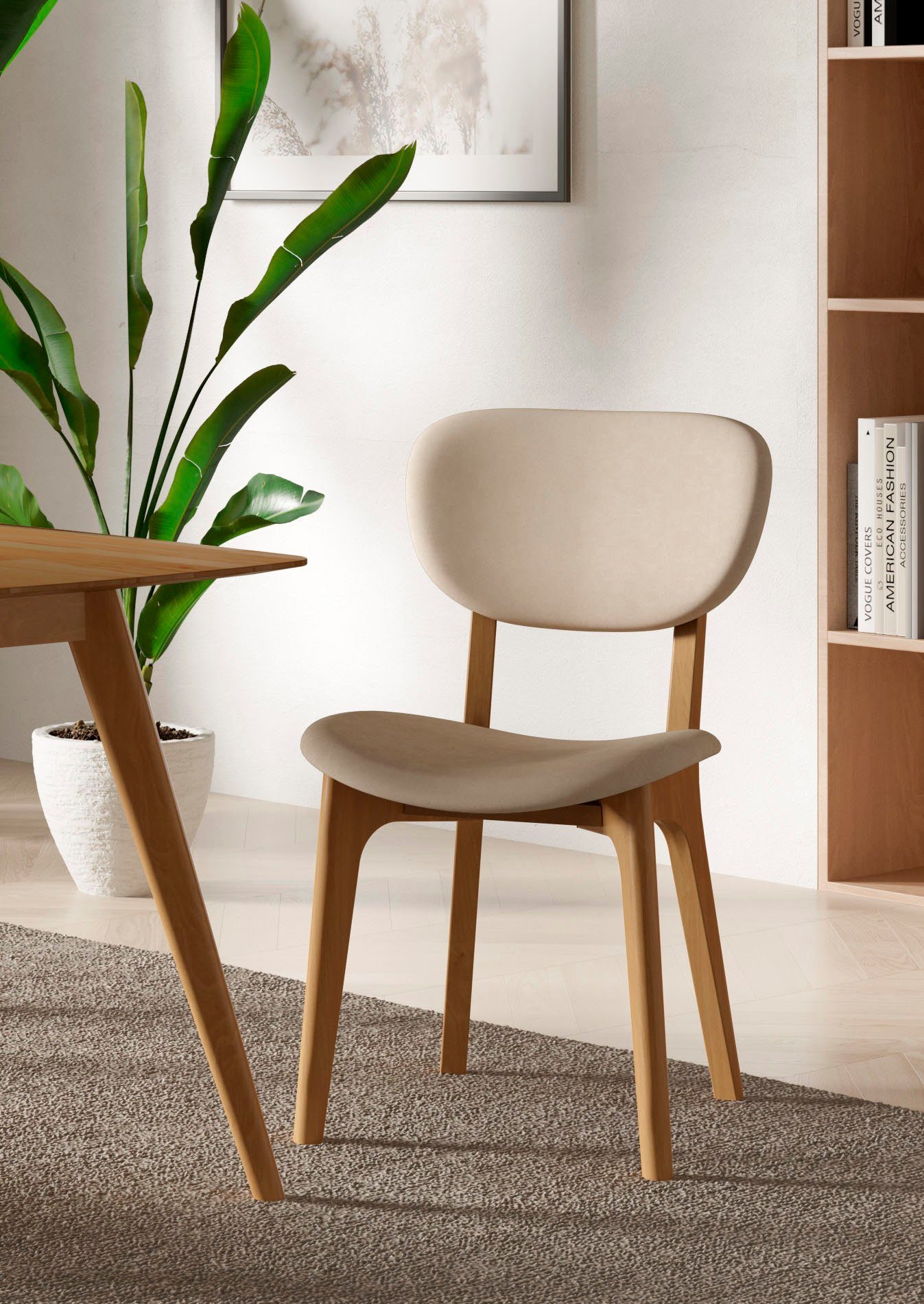 INOSIGN Stoel COZY Made in Italy Frame in beuken, kersen- of notenhout, massief hout, designstoel (set, 2 stuks) houten stoelen bruin