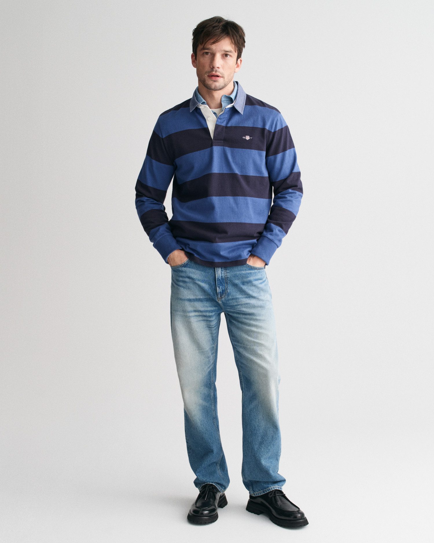 Gant Poloshirt met lange mouwen REG CHAMBRAY STRIPE HEAVY RUGGER