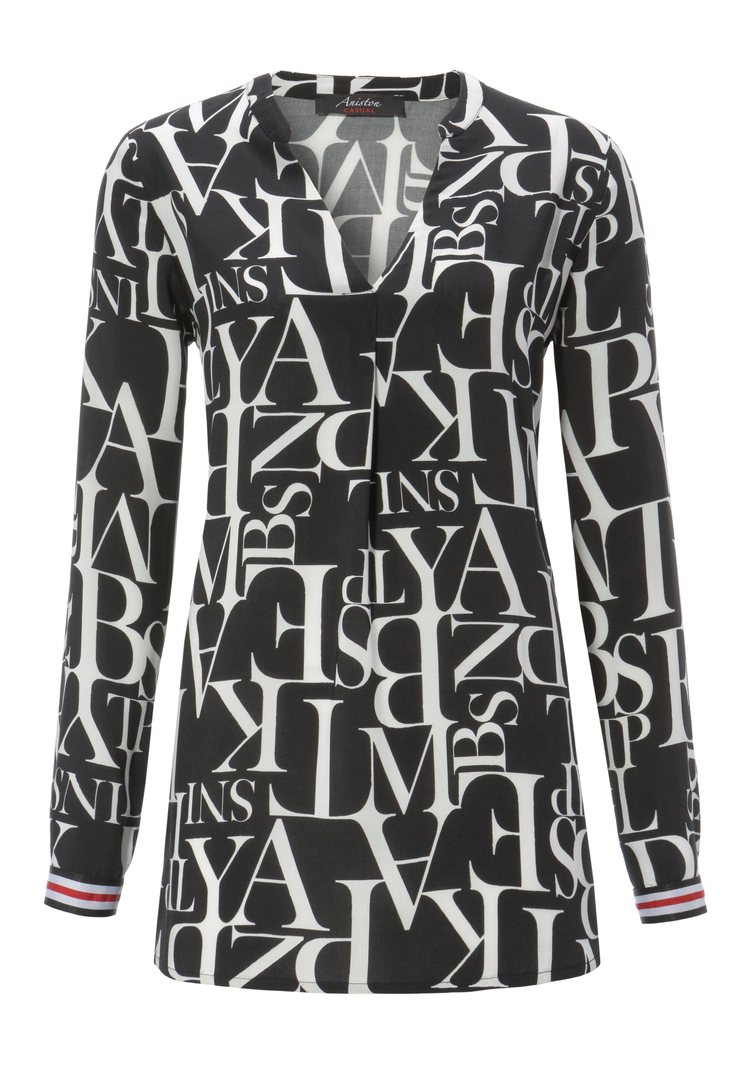 Aniston CASUAL Blouse zonder sluiting met letters gedessineerd