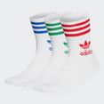 adidas originals sportsokken mid-cut crew sokken, 3 paar wit