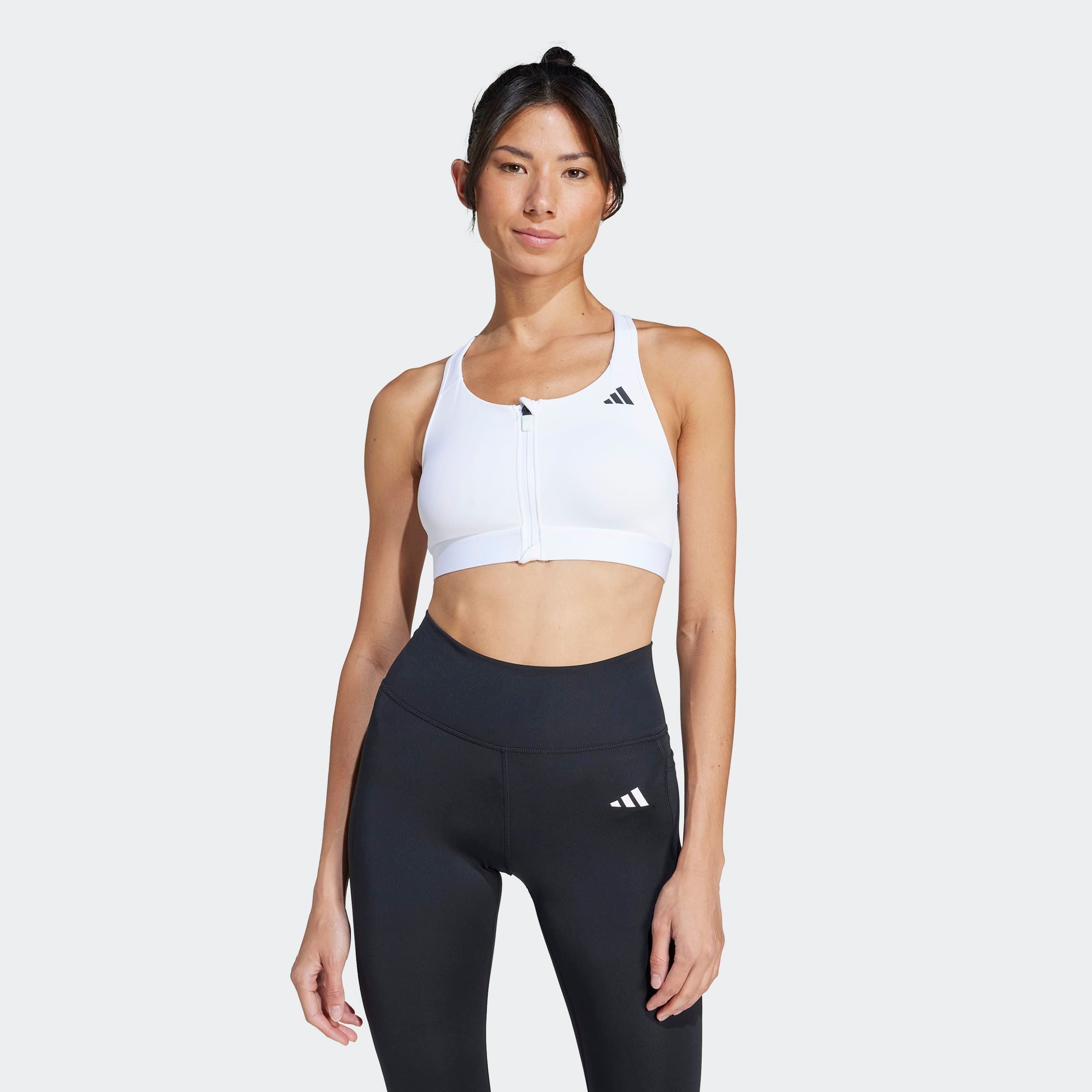 adidas Performance Sport-bh PWRCT MS ZIP (1-delig) dames sport bh's maat S wit
