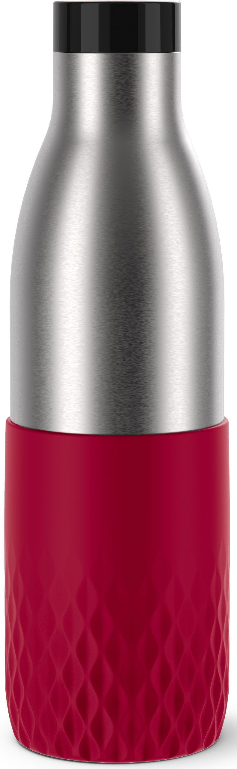 Emsa Thermosfles Bludrop Sleeve 0,7 liter, siliconen manchet, 360° drinkopening, 24 uur koud, 12 uur warm (1-delig) koelboxen & thermosflessen rood