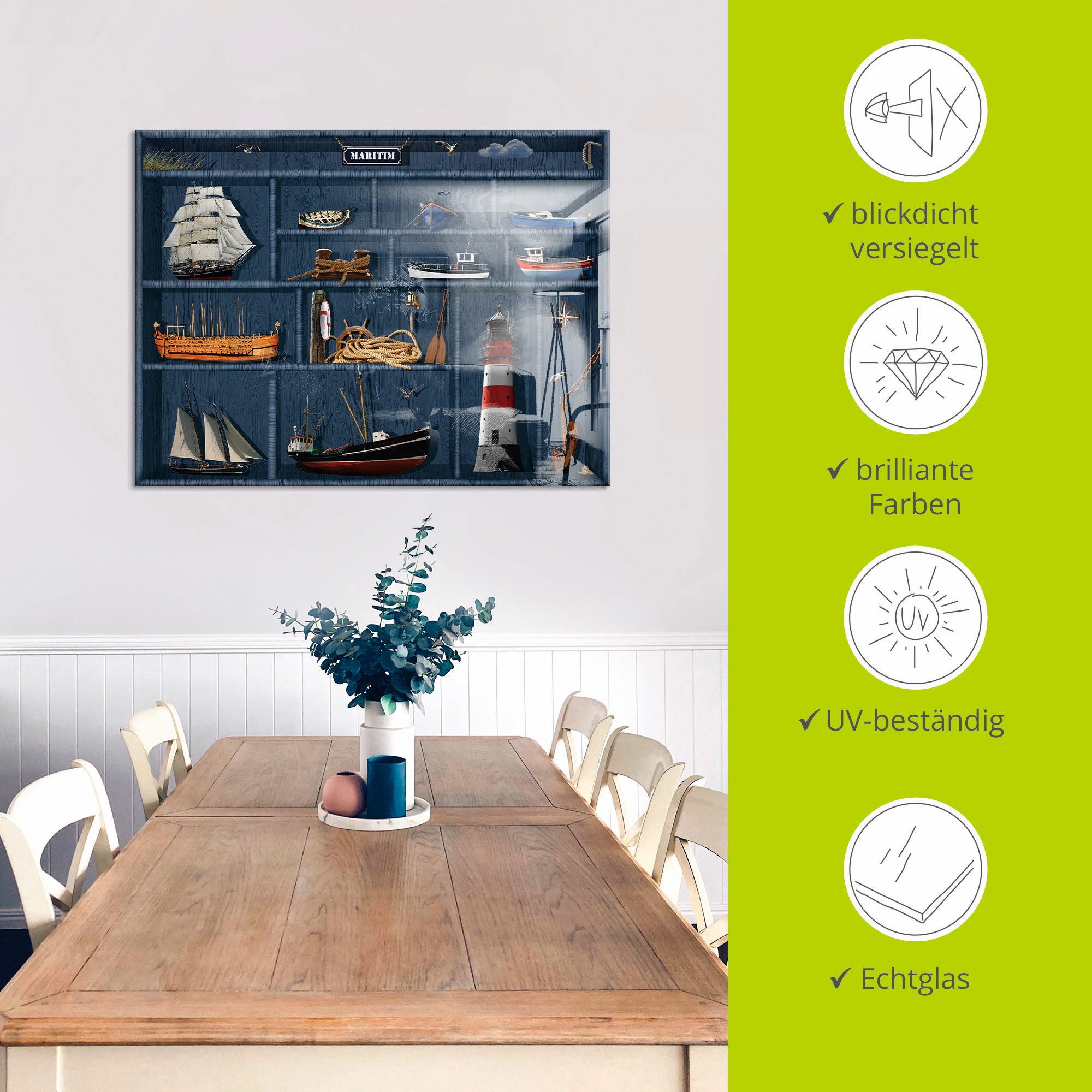 Artland Print op glas De maritieme letterkast
