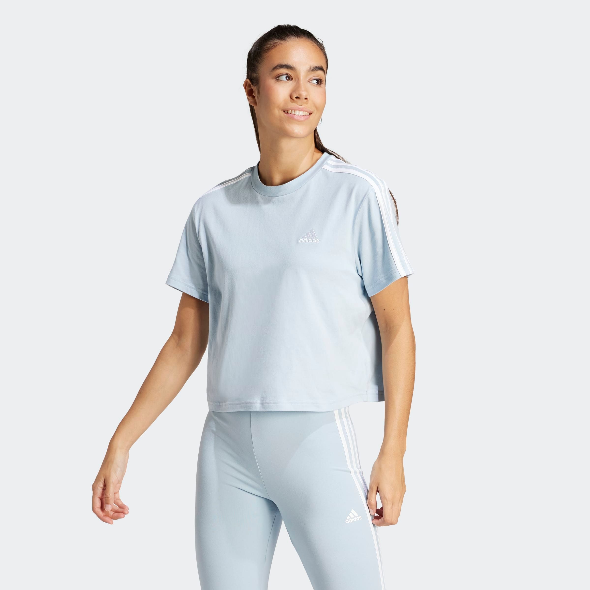 adidas Sportswear T-shirt W 3S CR TOP dames tops maat L blauw