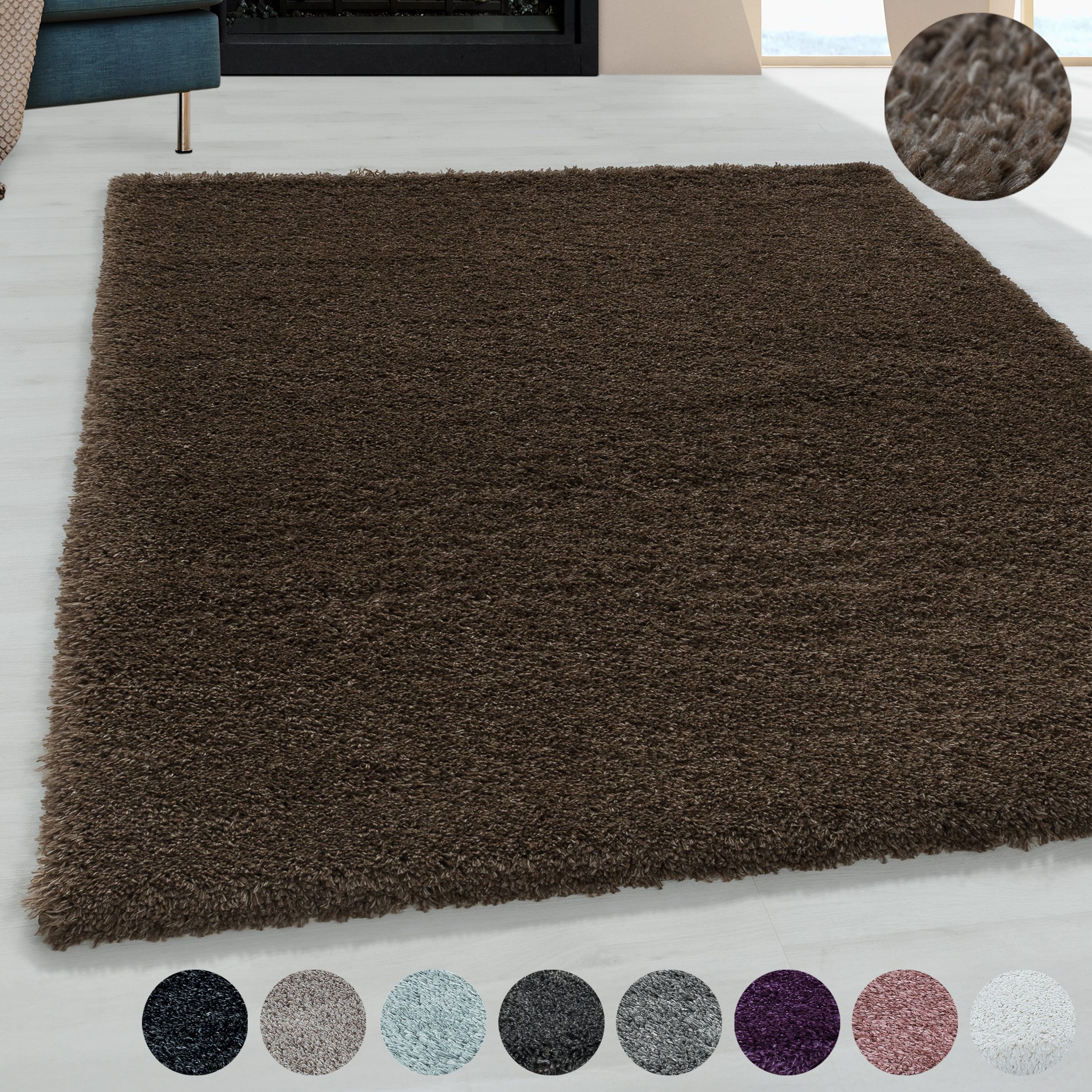 Ayyildiz Teppiche Hoogpolig vloerkleed FLUFFY 3500 moderne vloerkleden maat 120 cm x 170 cm x 50 mm bruin