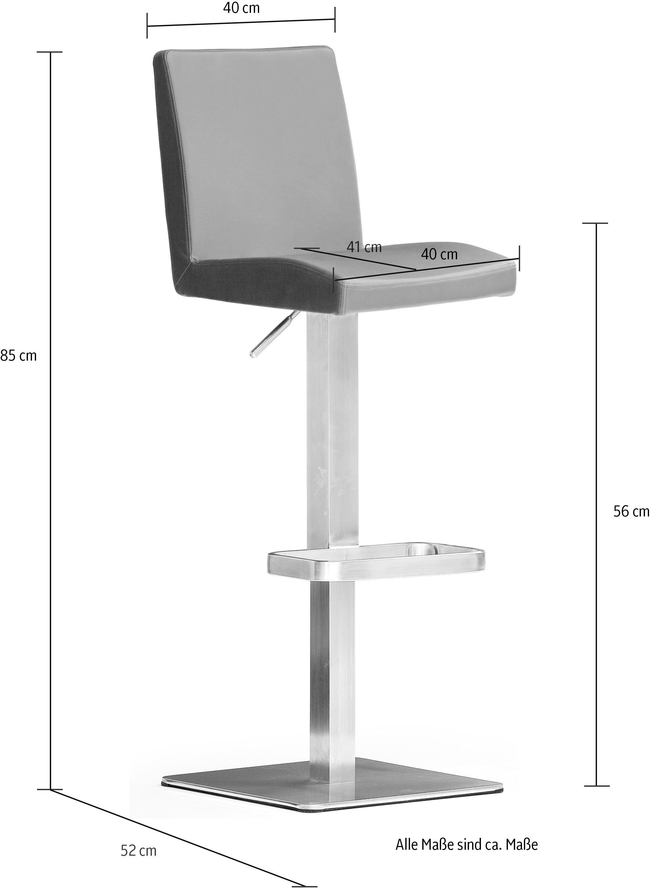 MCA furniture Bistrostoel BARBECOOL met rugleuning, vierkante voetplaat, 180° draaibaar, zithoogte van 56-81 cm