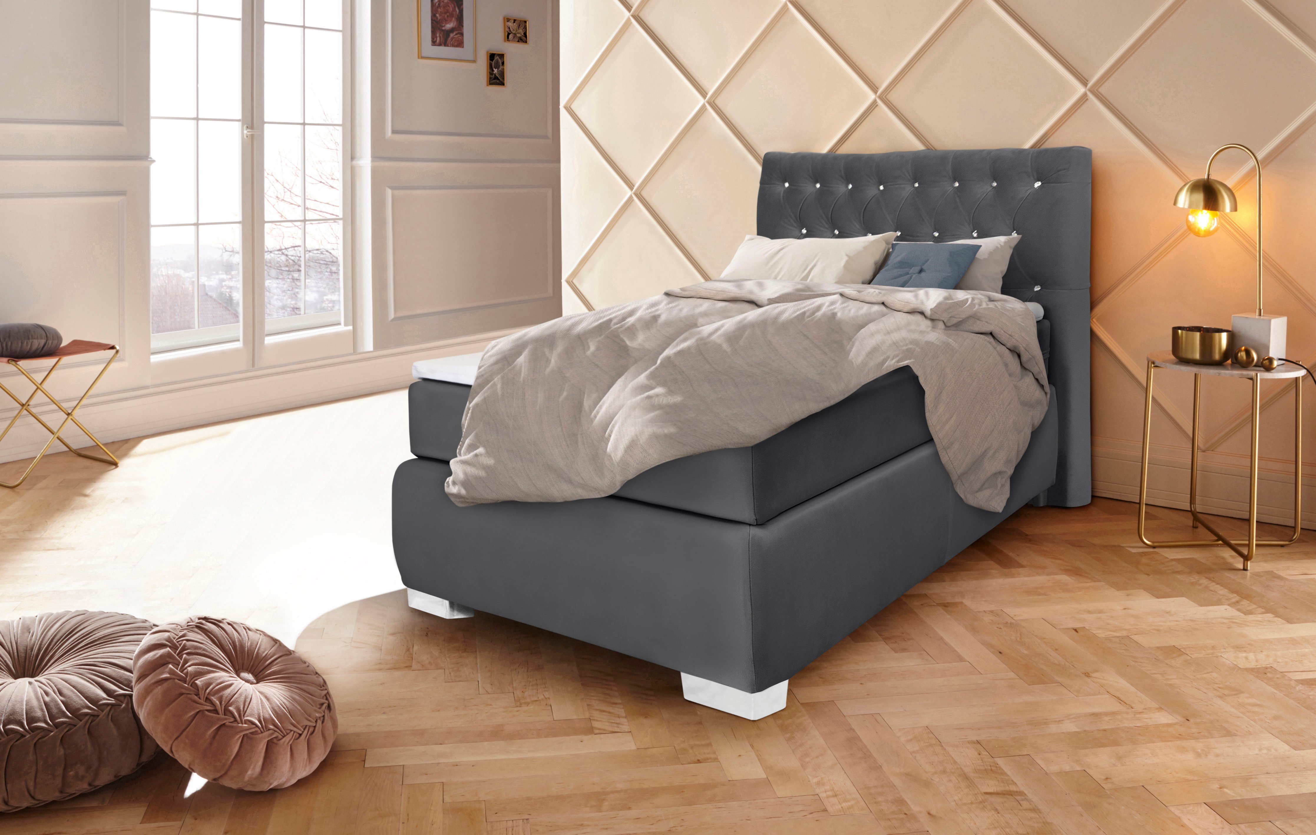 Leonique Boxspring Rumba Pocketveringsmatras in hardheid 3, in 4 breedten, incl. topmatras boxsprings grijs