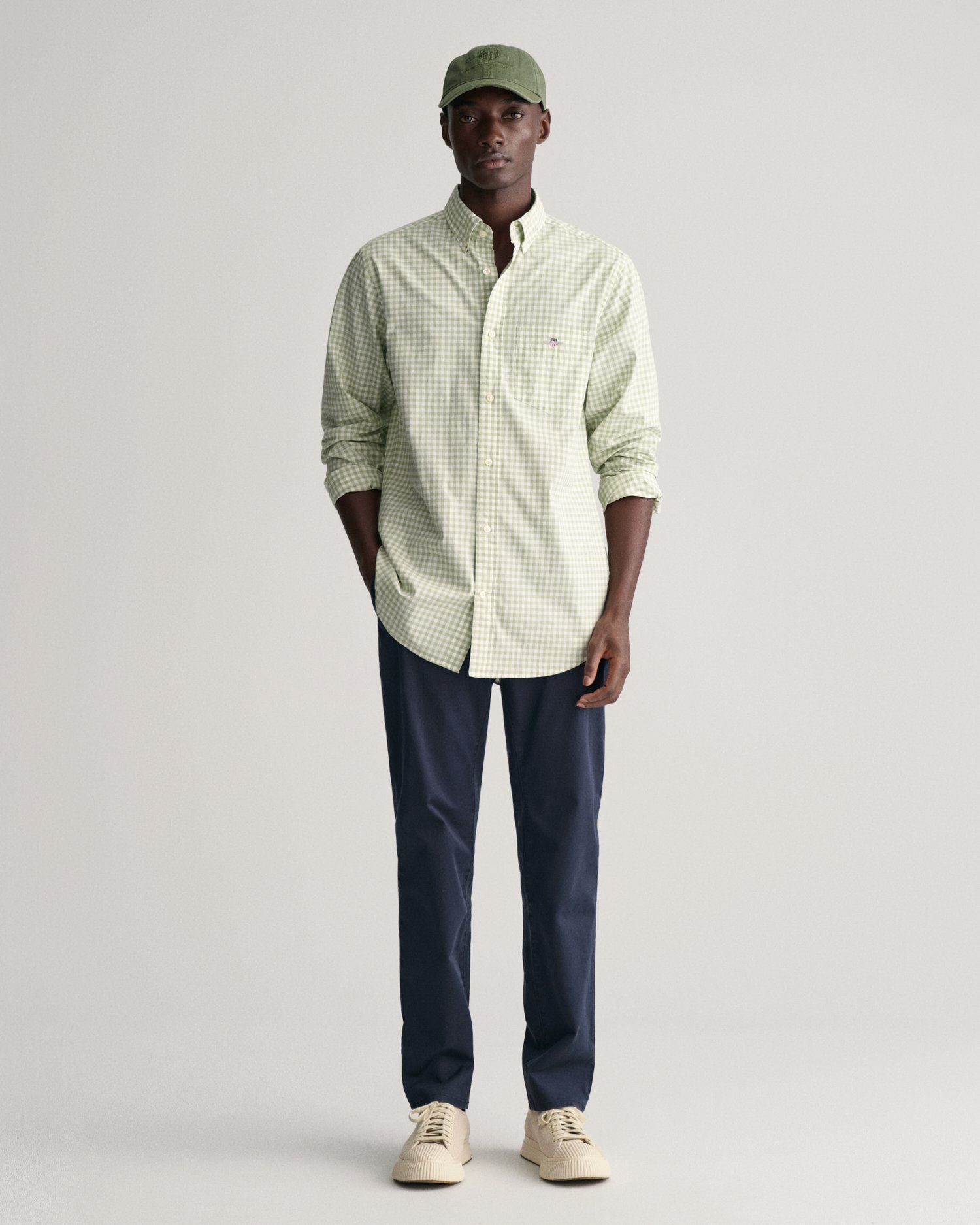 Gant Overhemd met lange mouwen REG POPLIN GINGHAM SHIRT met logoborduursel op borsthoogte