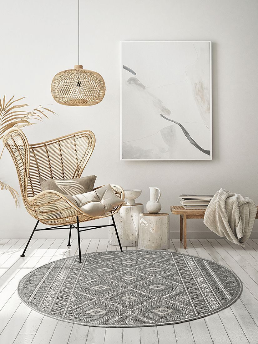 OTTO The carpet Vloerkleed Calgary round moderne robuuste binnen- en buitenkleed moderne vloerkleden maat Ø 160 cm x 1 mm grijs