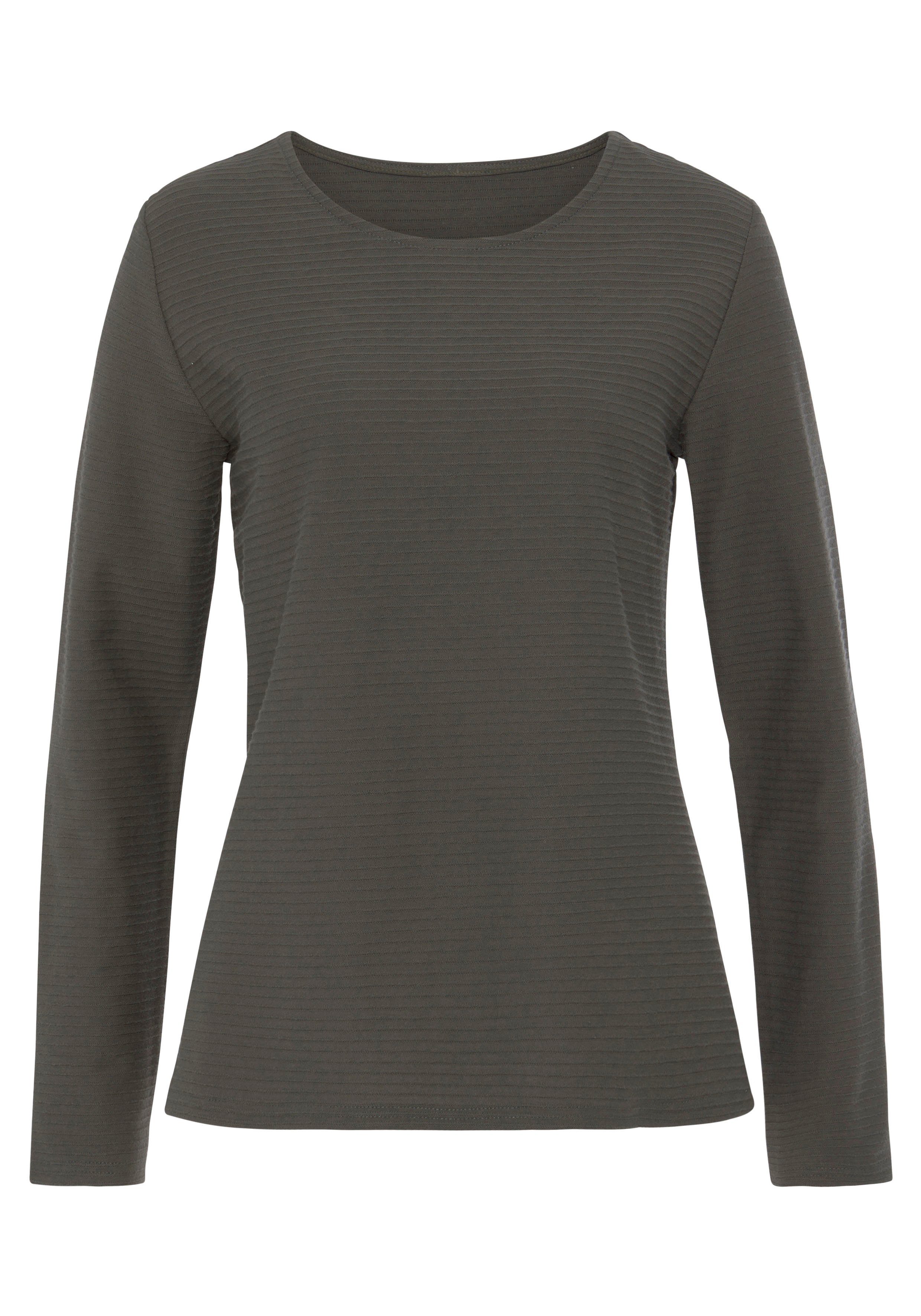 Lascana Shirt met lange mouwen Met streepstructuur in een zachte katoenkwaliteit