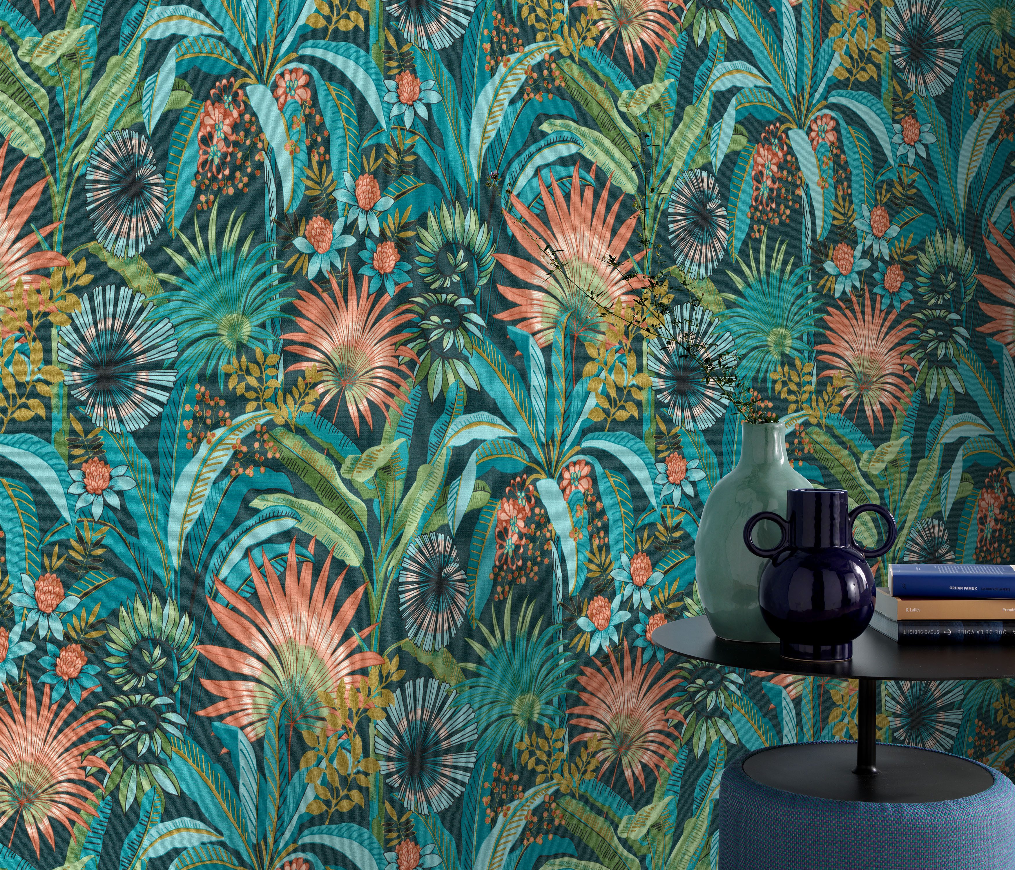 Erismann Vliesbehang Flower Power (1 stuk) zelfklevend behang blauw