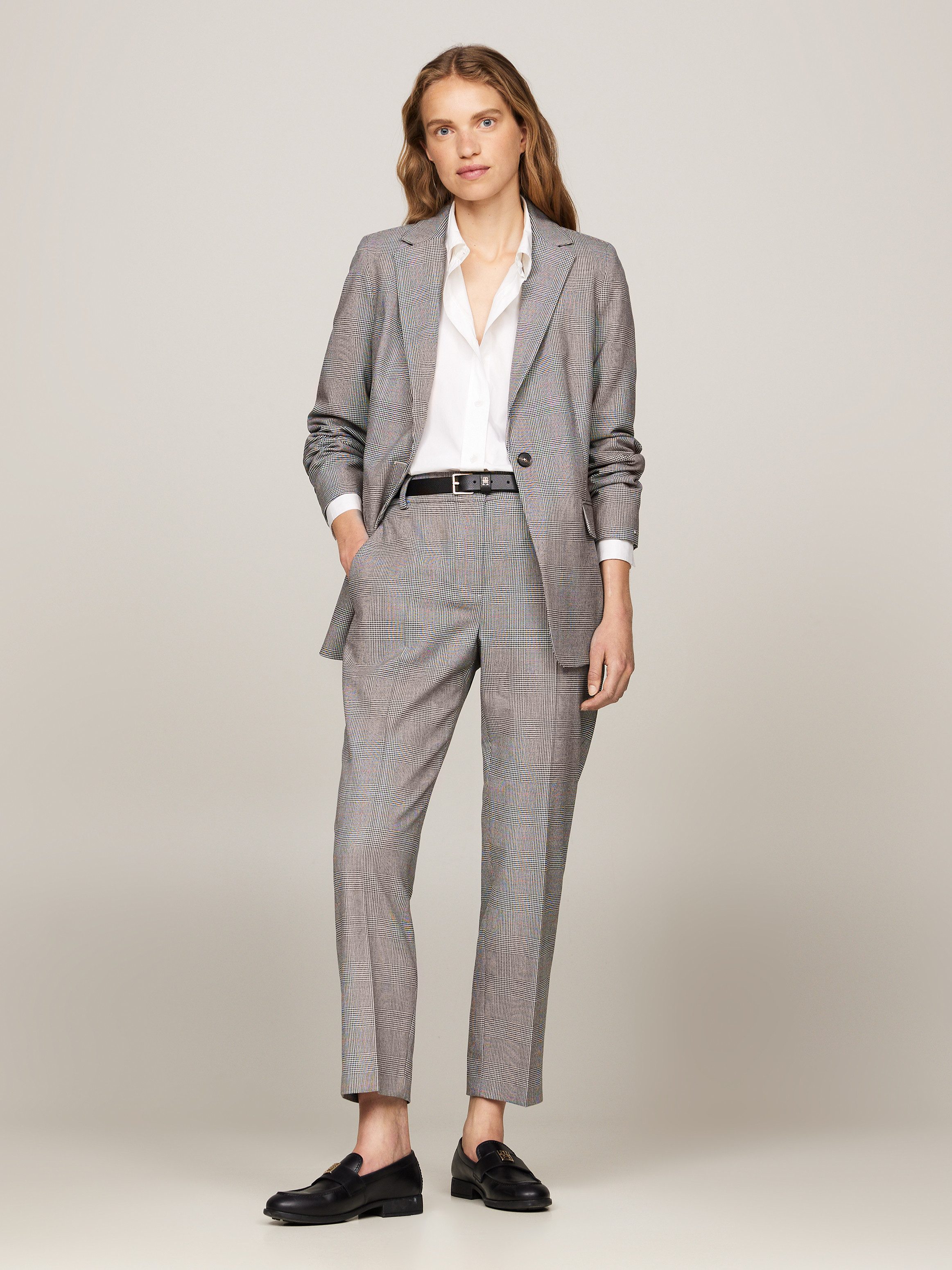 Tommy Hilfiger Geweven broek POW CHECK SLIM STRAIGHT PANT (Global Serie TH VROUWEN)