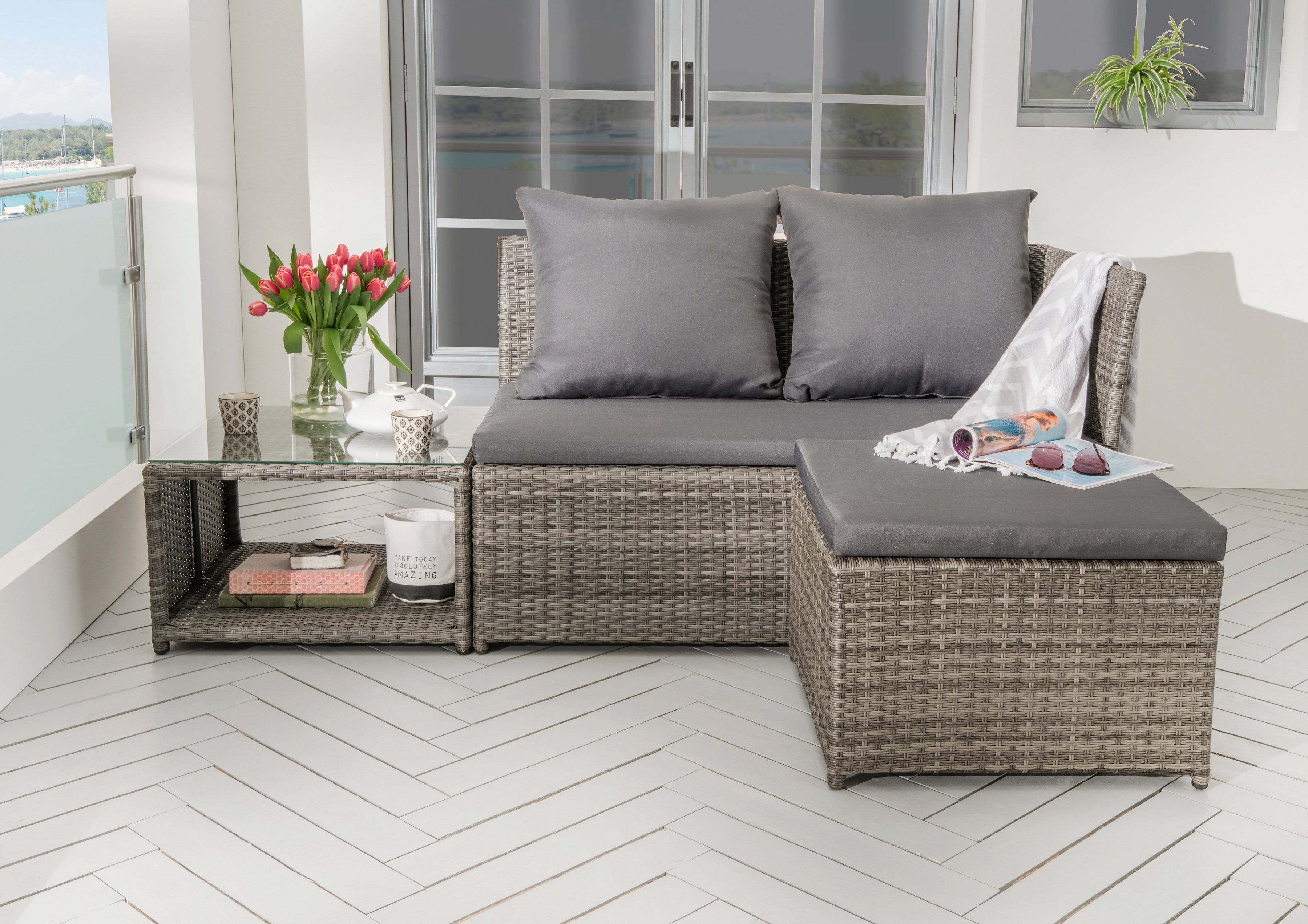 Destiny Balkonset Loft Aluminium, polyrotan (set, 8-delig)