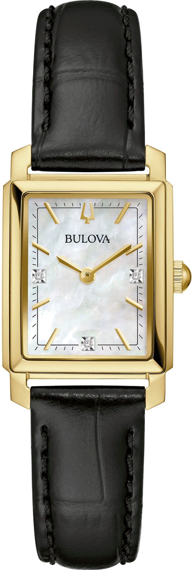 Bulova Kwartshorloge 97P166 Polshorloge, dameshorloge, roestvrijstalen armband, met diamanten