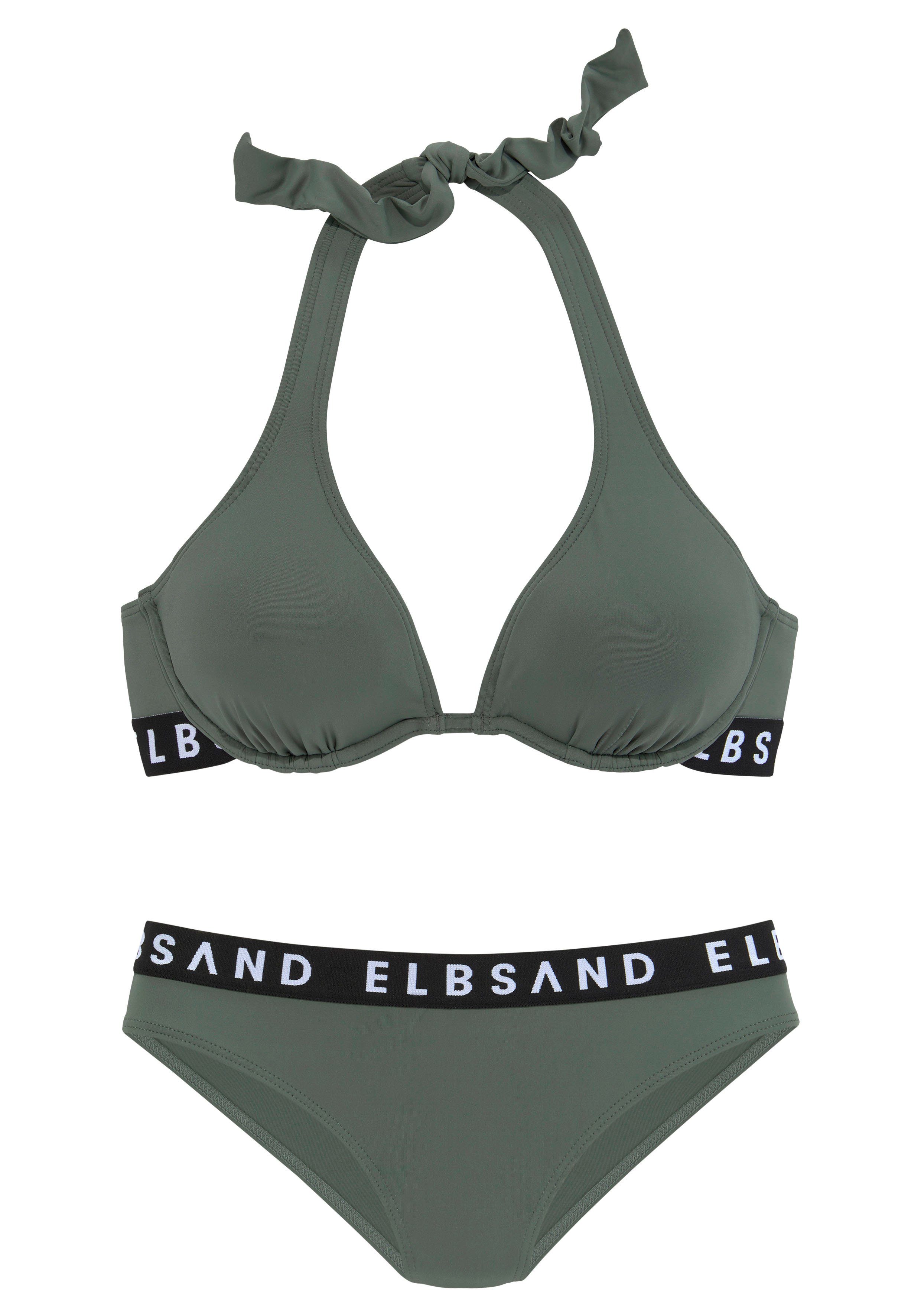 Elbsand Beugelbikini met contrastkleurige merkopschriften