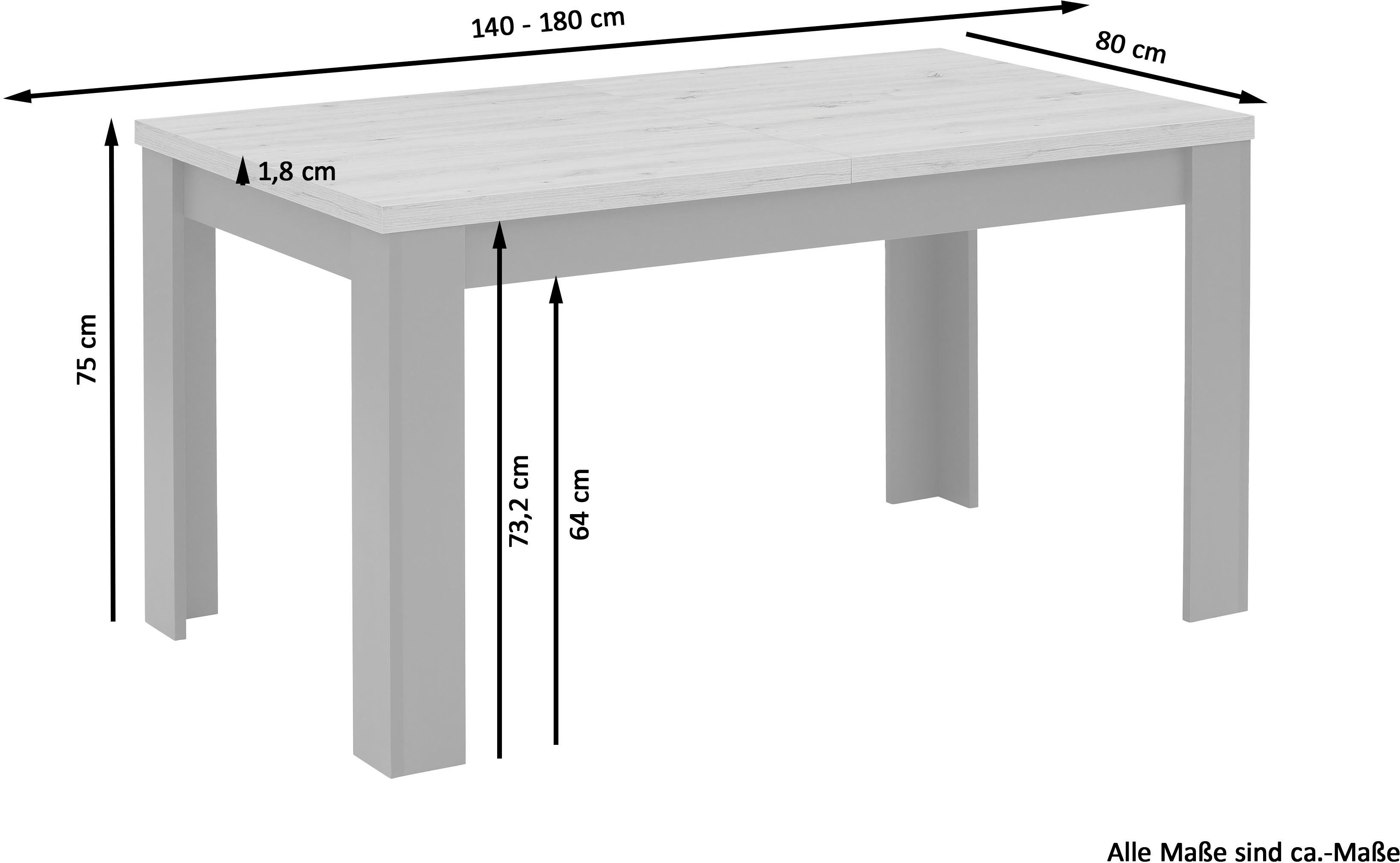 Home affaire Eettafel Bergamo naar keuze uittrekbaar onderhoudsvriendelijke eettafel, verkrijgbaar in 3 maten, 140 cm uitschuifbaar