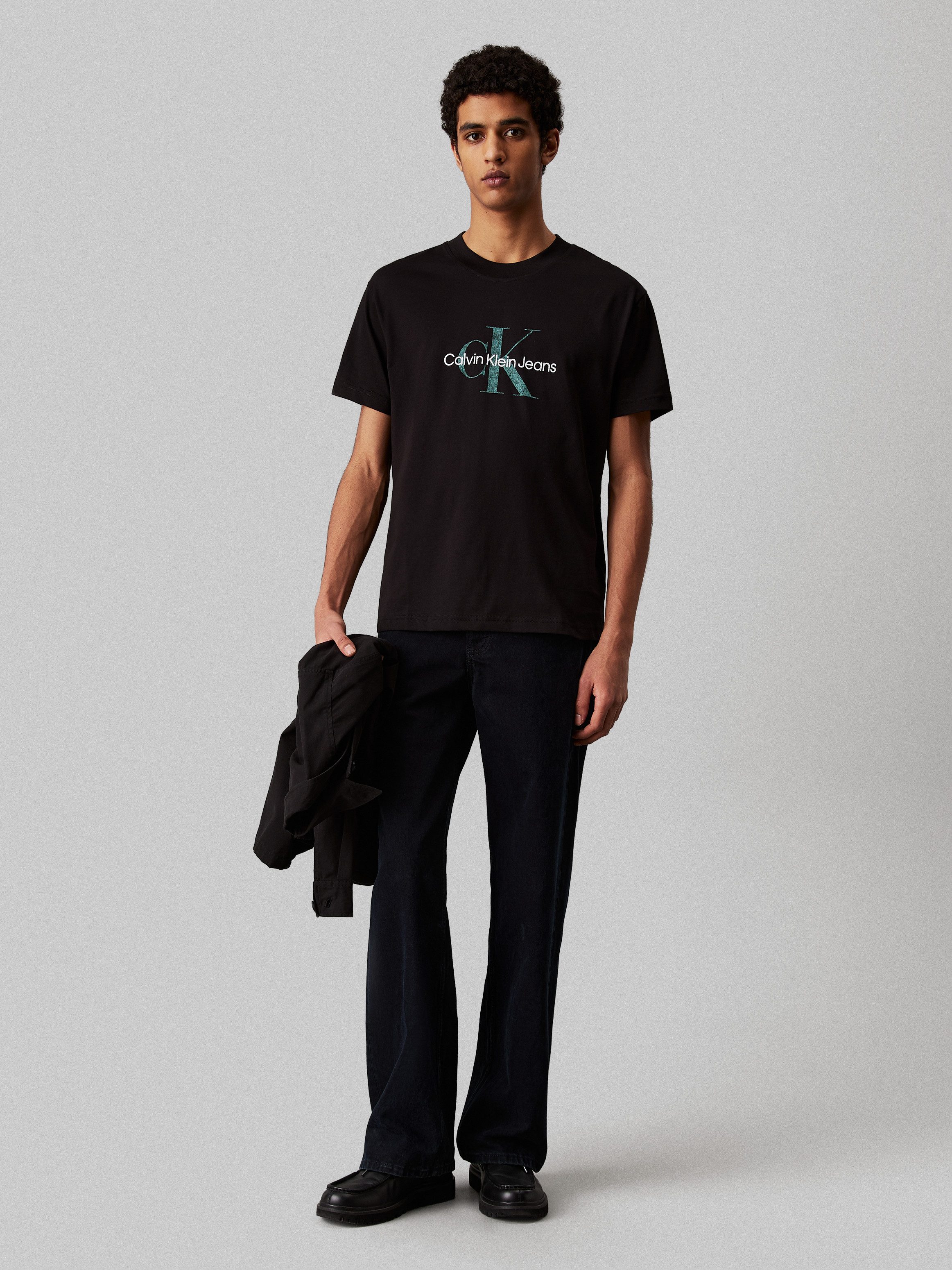 Calvin Klein Shirt met ronde hals TEXTURED MONOLOGO TEE