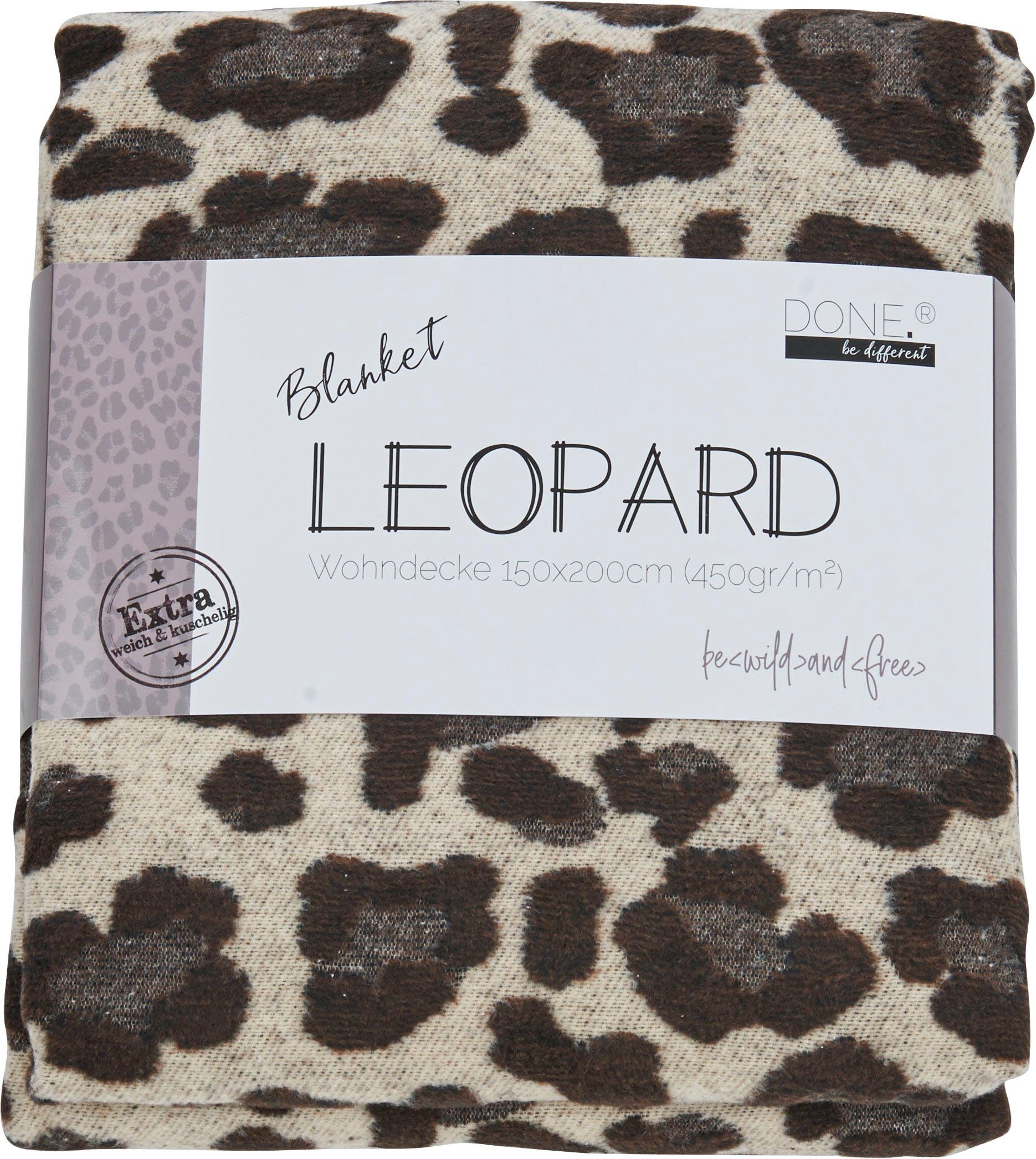done.® Deken Leopard Deken met siernaad in luipaard-look, knuffeldeken