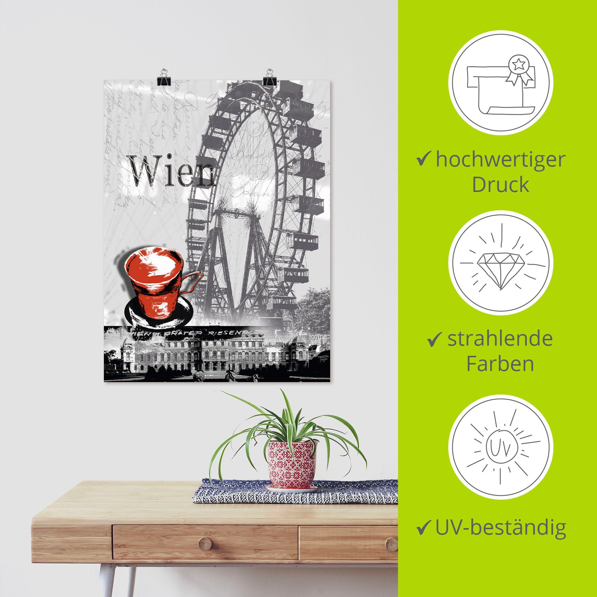 Artland Artprint Wenen - melange - koffie als artprint van aluminium, artprint voor buiten, artprint op linnen, poster in verschillende maten. maten